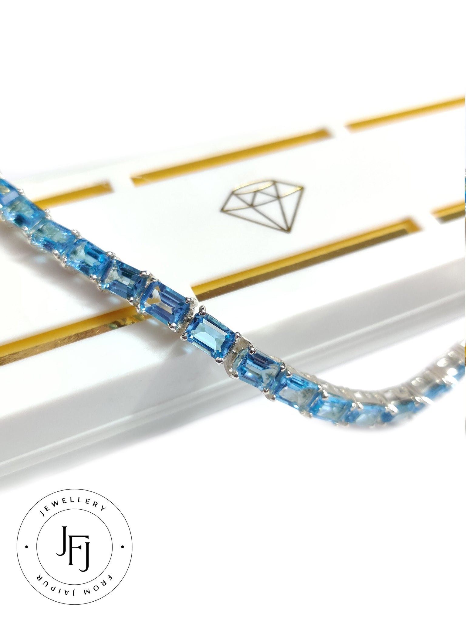 AAA Blue Topaz Bracelet Silver Luxury Bracelet Natural Swiss Blue Topaz Bracelet  23 Ct Swiss Topaz Bracelet November Birthstone Bracelet