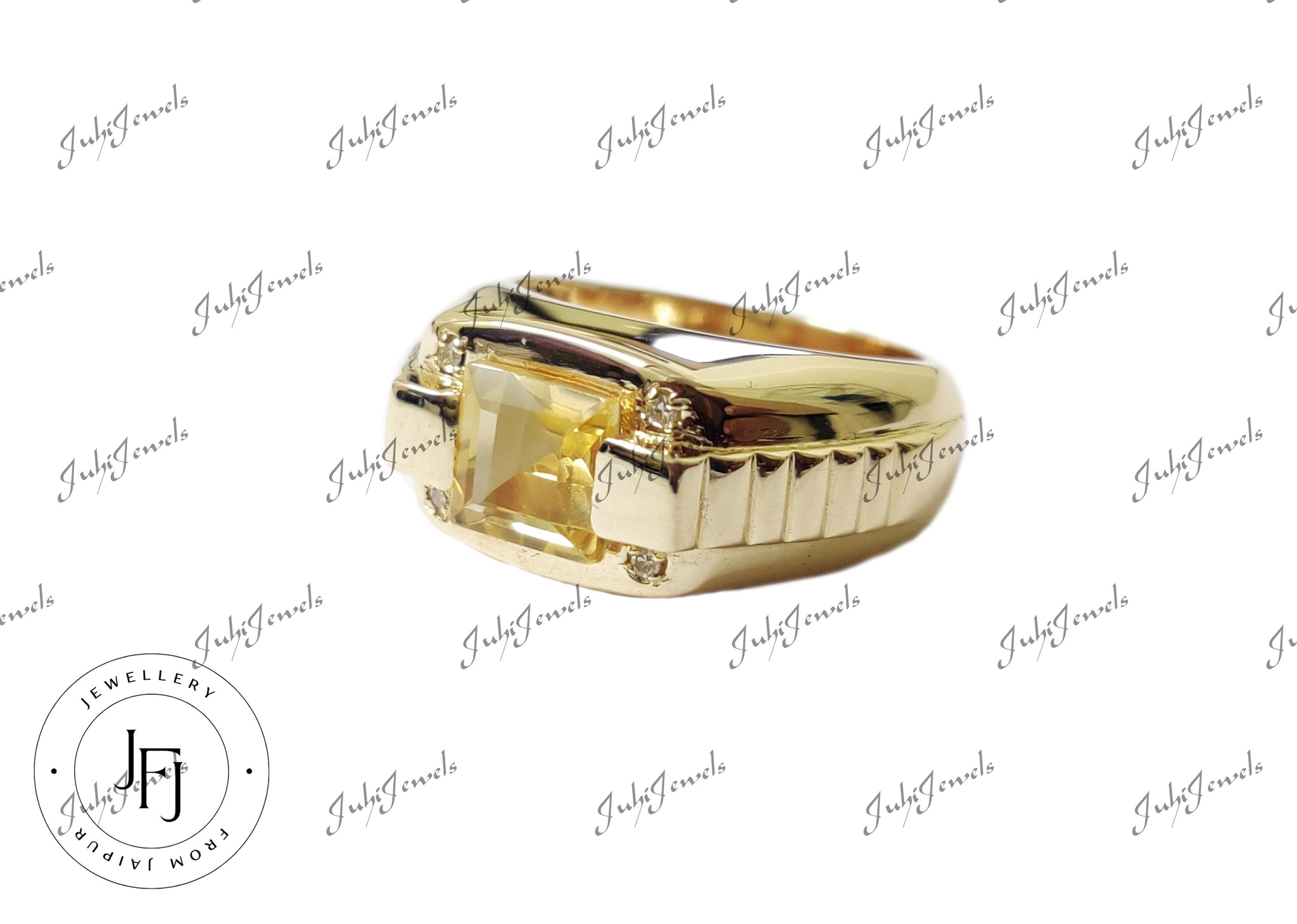 14K Gold Men Ring 14K Solid Gold Citrine Ring Gold Diamond Ring Solid Gold Ring Men 14K Yellow Gold Ring