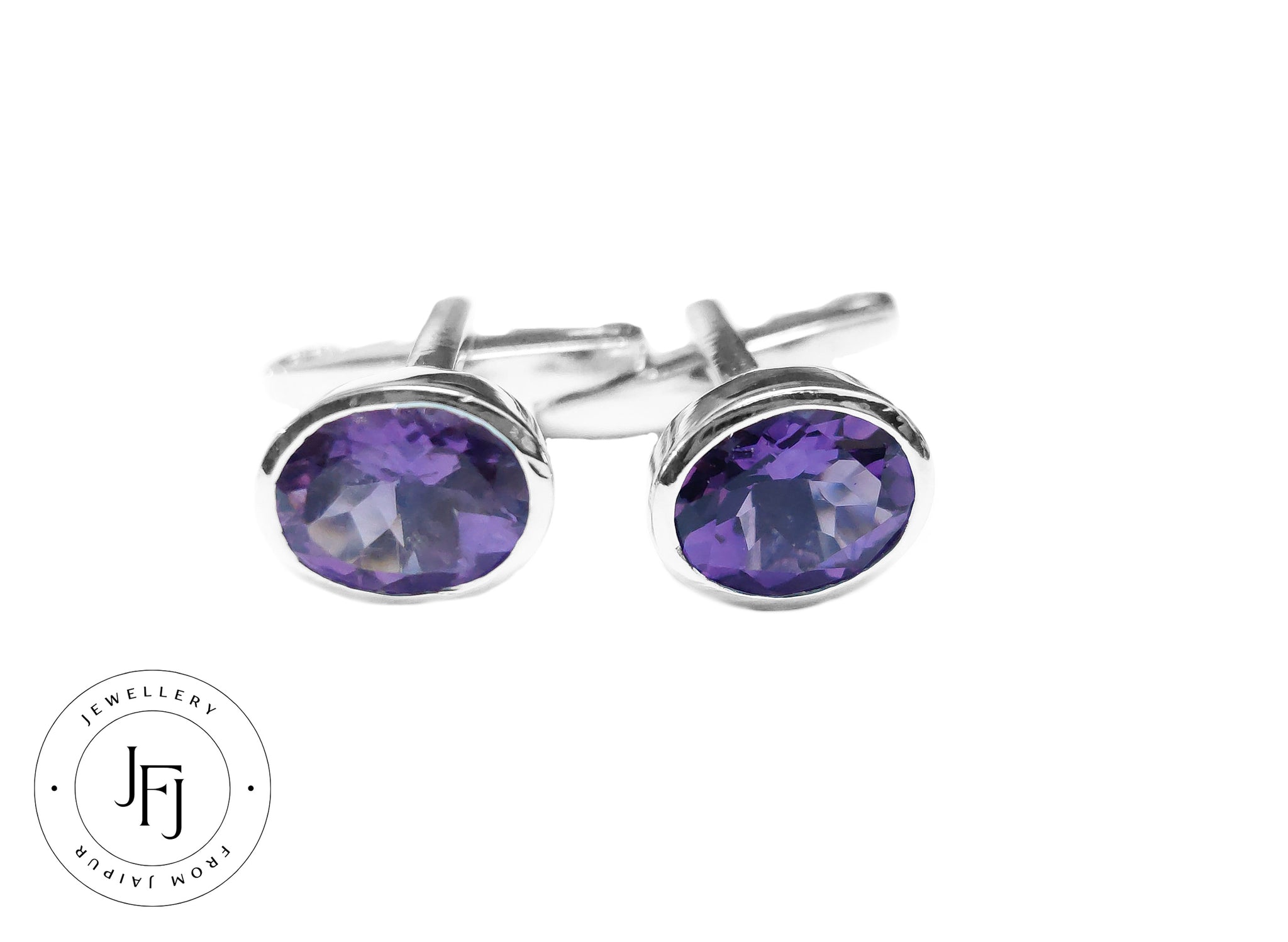 Sterling Silver Amethyst Cufflinks 8 x 10 mm Oval Amethyst Cufflink 925 Sterling Silver Purple Cufflink Best Man Cufflinks Handmade Cufflink