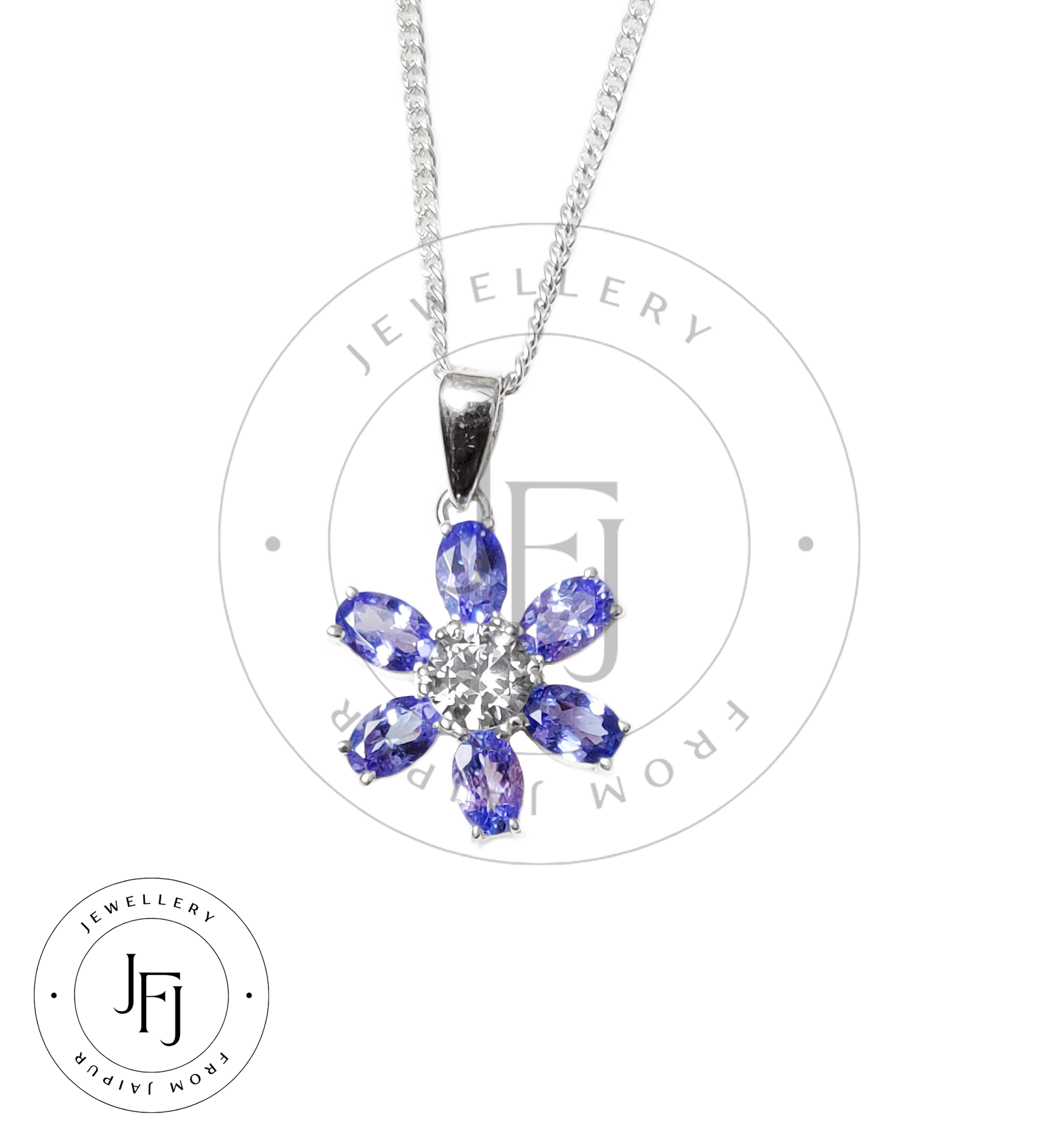 Tanzanite Necklace Natural Tanzanite Pendant Necklace Tanzanite Flower Pendant Tanzanite Jewelry Dainty Necklace December Birthstone Silver Pendant