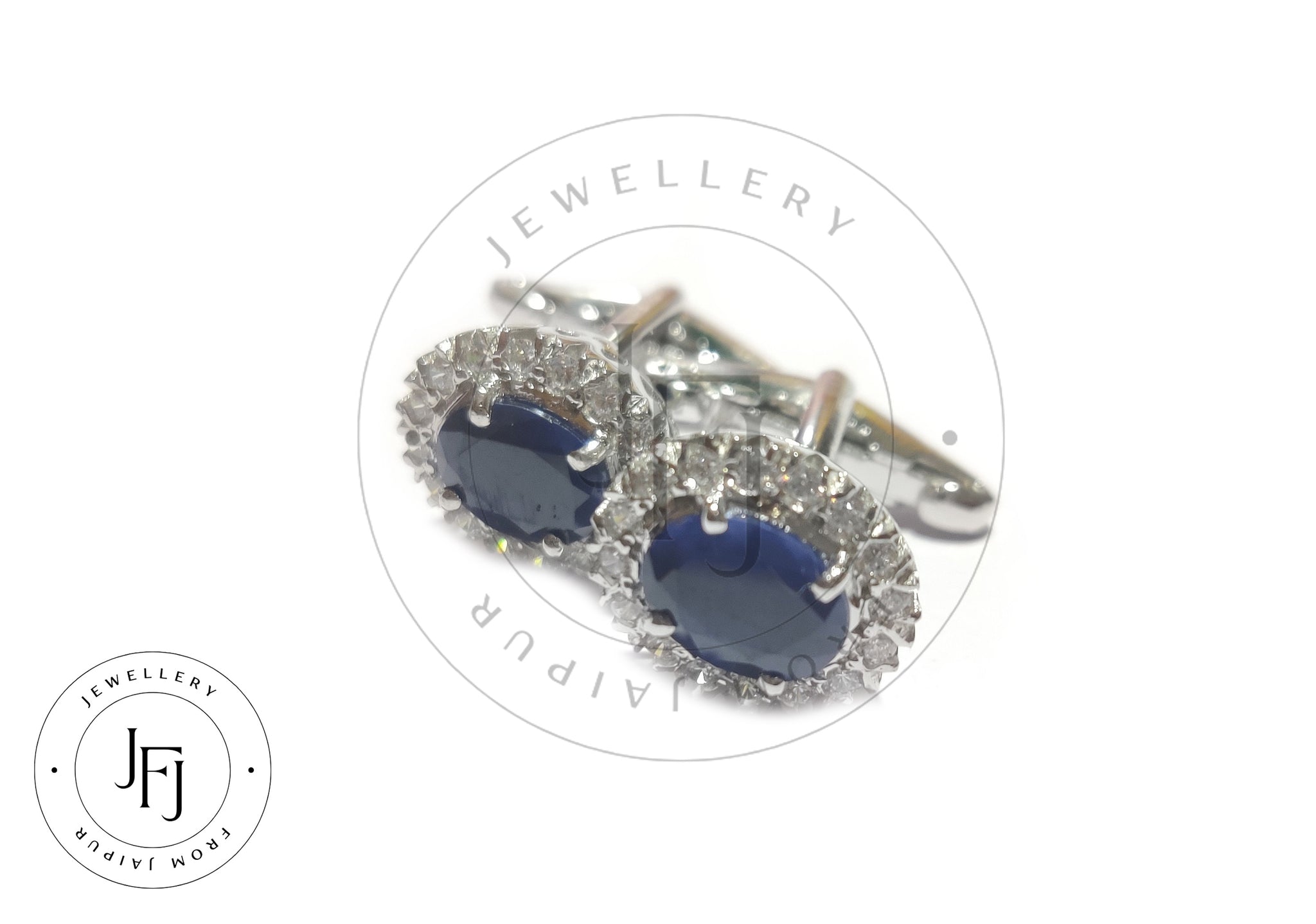 Silver Blue Sapphire Cufflinks High Quality Blue Sapphire Cufflink Cluster Cuffllink 5 Ct Blue Sapphire Wedding Cufflink Bestman Cufflink