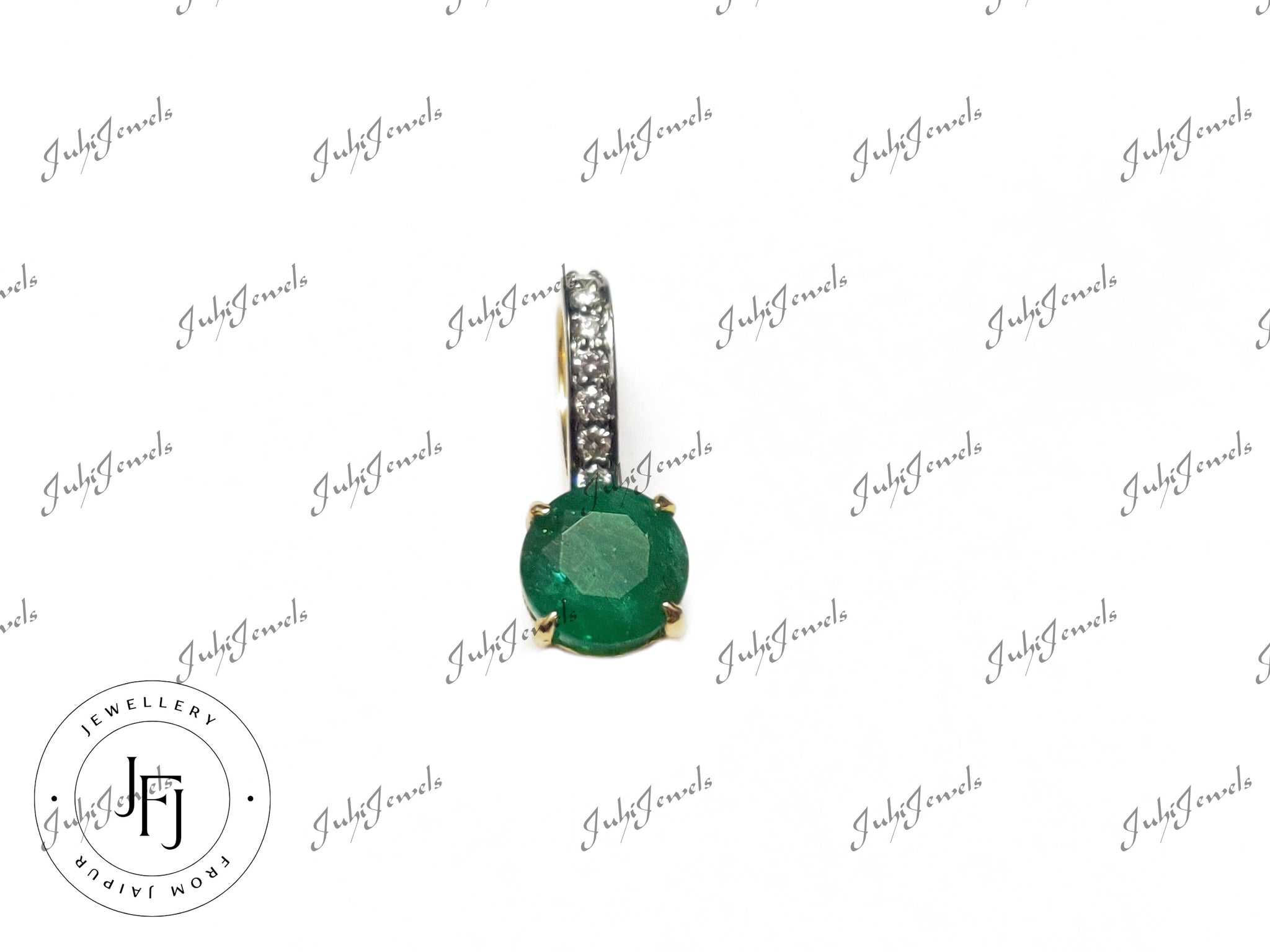 14K Gold Emerald Diamond Pendant 2.5 Ct Emerald Gold Pendant with VS Diamond Natural Emerald Pendant For Her Anniversary Gift For Her