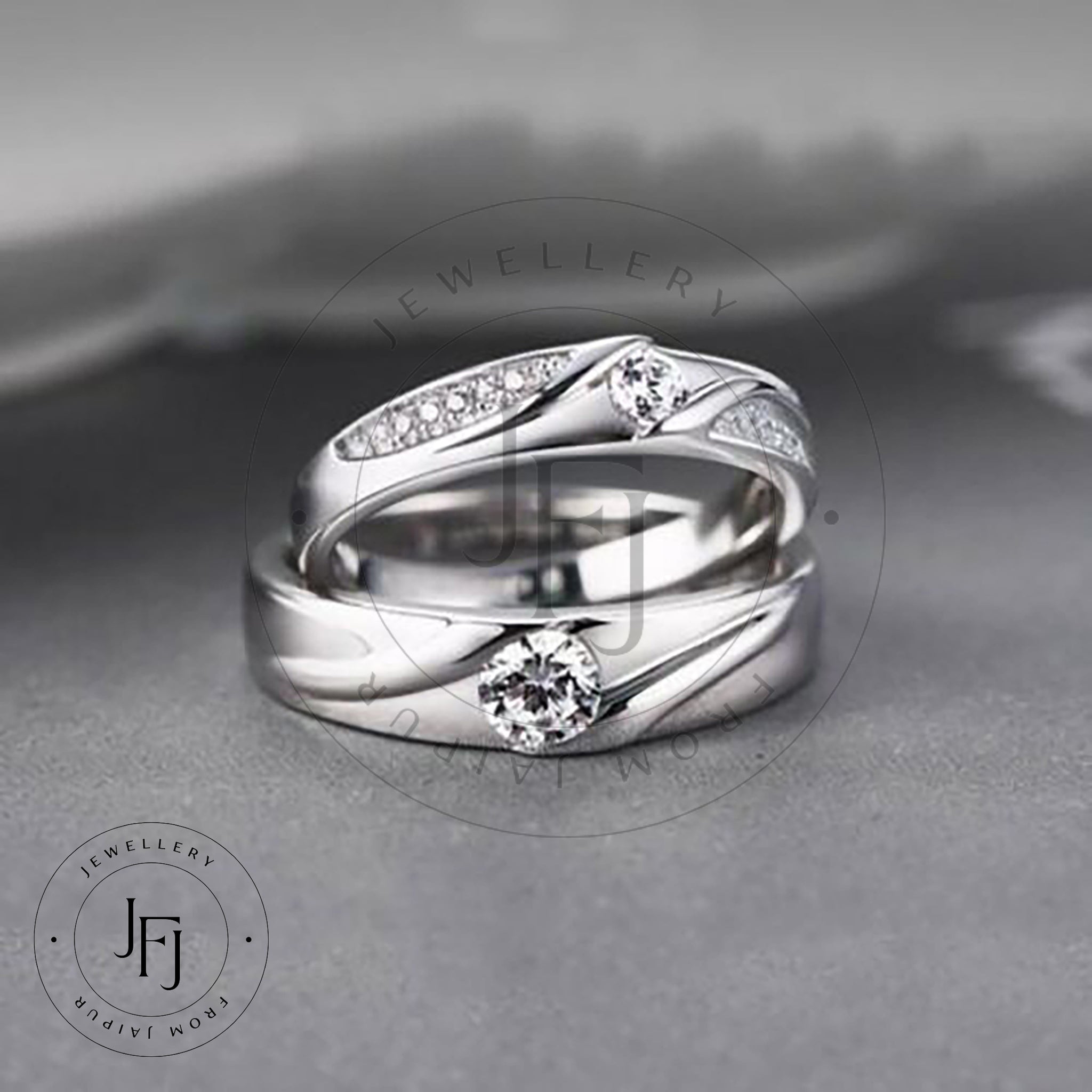 Silver Couple Ring Set Promise Ring Set Zircon Couple Ring His and Hers Ring Commitment Ring Couples Wedding Band Engagement Band Valentine