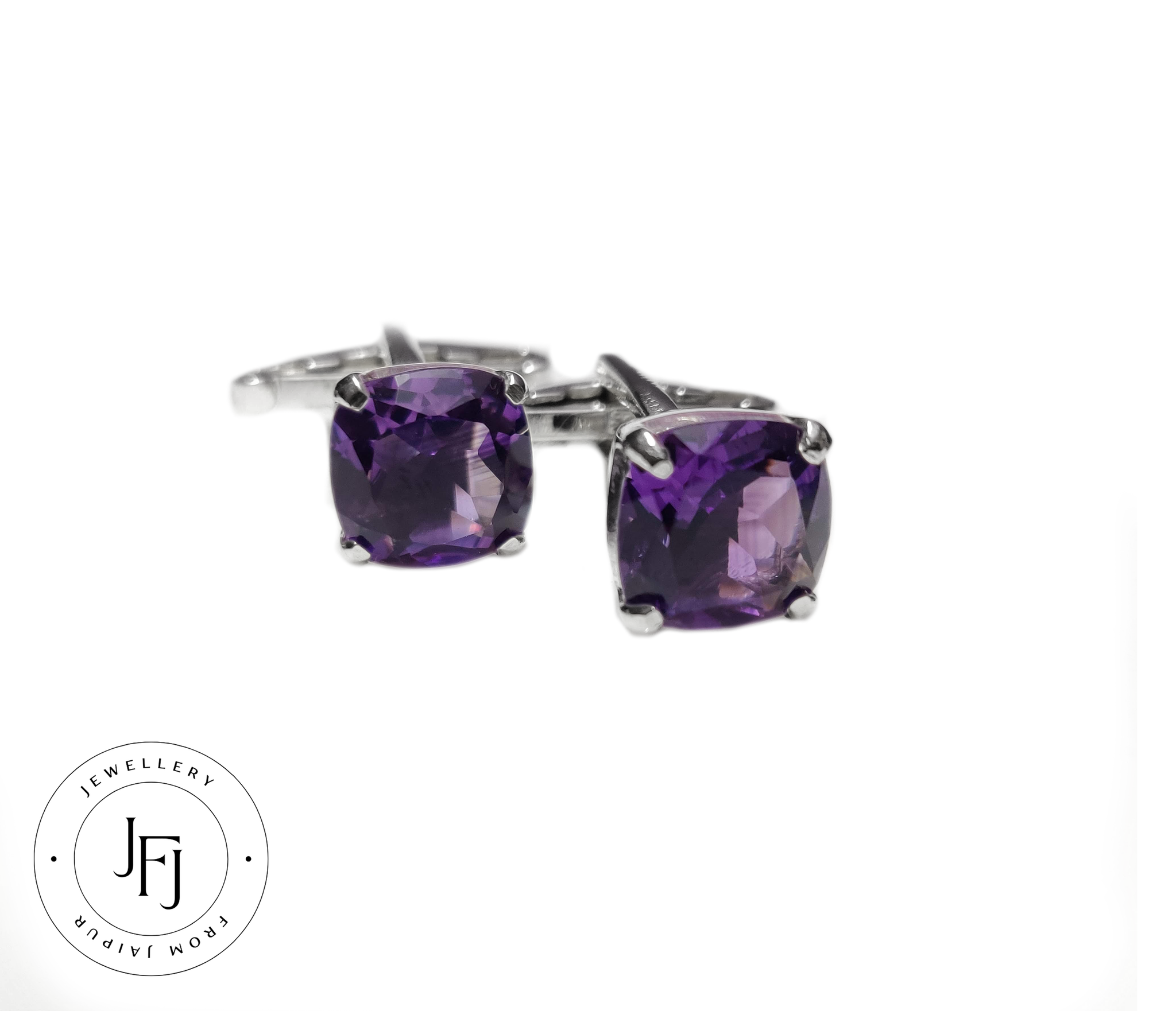 Large Amethyst Cufflinks 10 mm Cushion Cut Cufflinks 7 Ct Amethyst Cufflinks Men Natural Amethyst Engagement Cufflinks 925 Silver Cufflinks