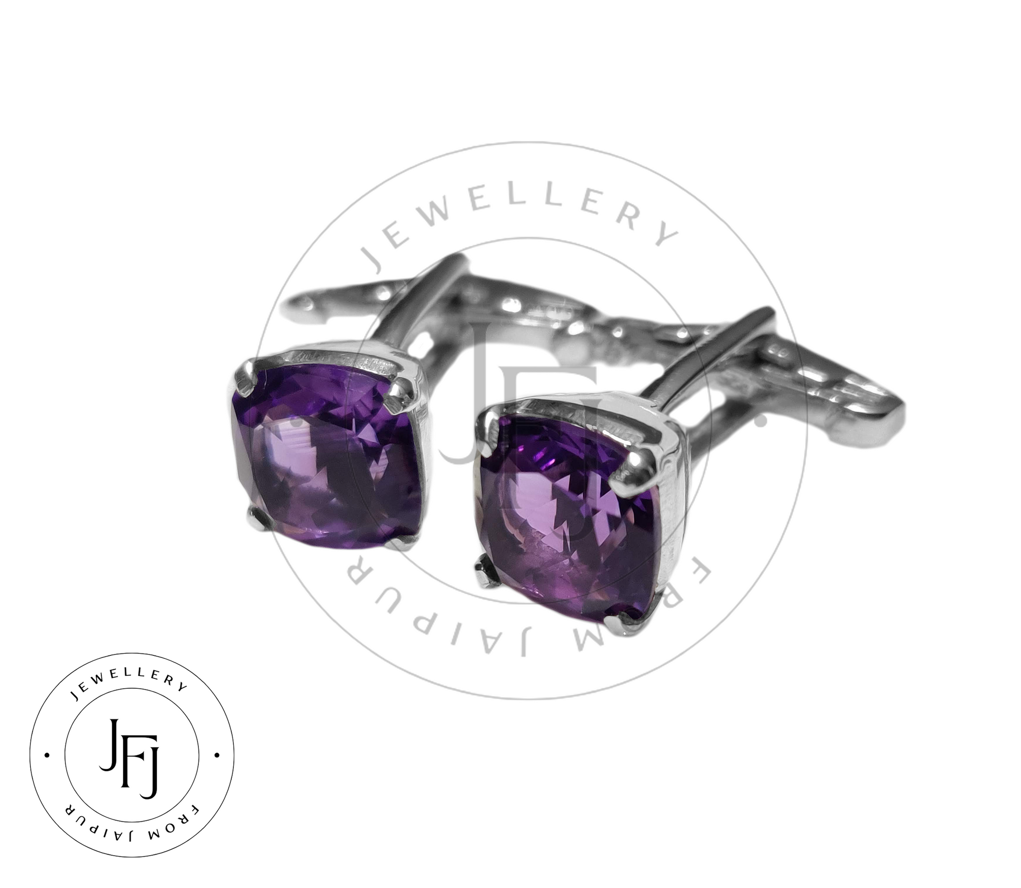 Large Amethyst Cufflinks 10 mm Cushion Cut Cufflinks 7 Ct Amethyst Cufflinks Men Natural Amethyst Engagement Cufflinks 925 Silver Cufflinks