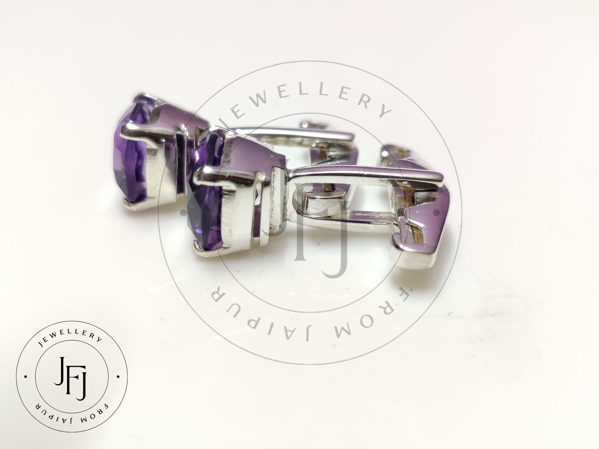 Large Amethyst Cufflinks 10 mm Cushion Cut Cufflinks 7 Ct Amethyst Cufflinks Men Natural Amethyst Engagement Cufflinks 925 Silver Cufflinks