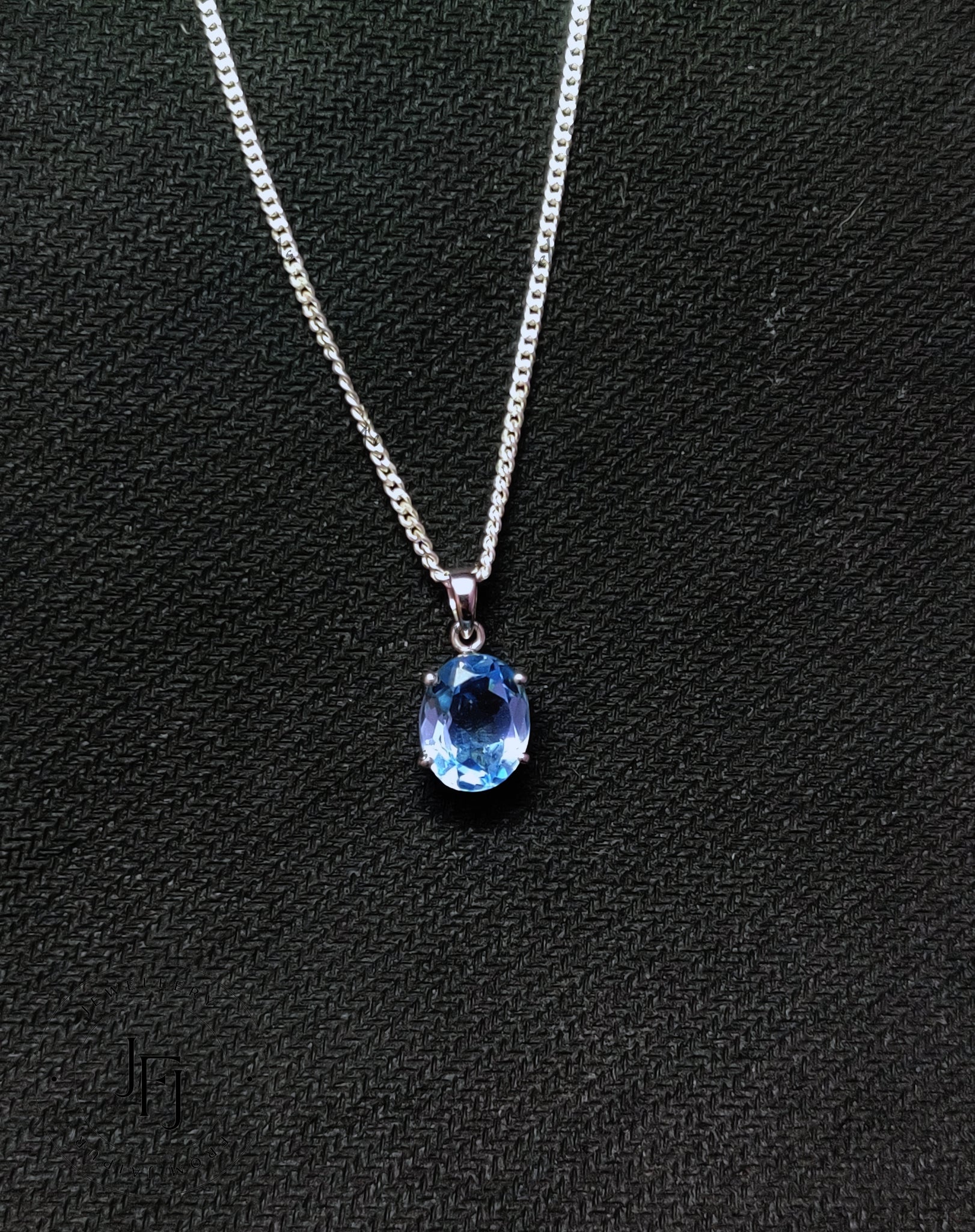 Natural Blue Topaz Pendant For Her Sterling Silver Blue Topaz Pendant November Birthstone Anniversary Gift