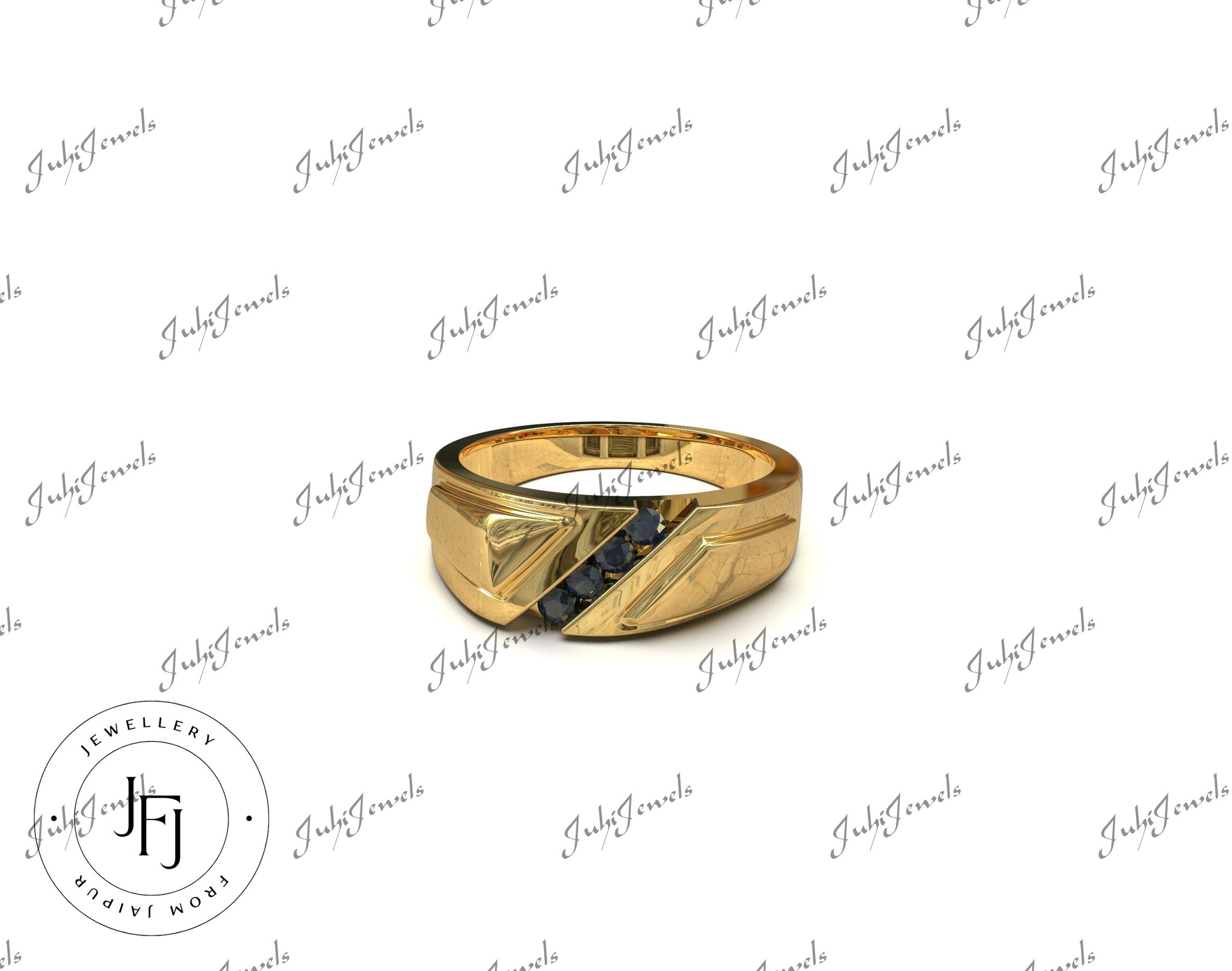 14K Blue Sapphire Wedding Band Men Sapphire Engagement Band Men 0.5 Ct Natural Sapphire Ring Solid 14K Gold Sapphire Anniversary Ring