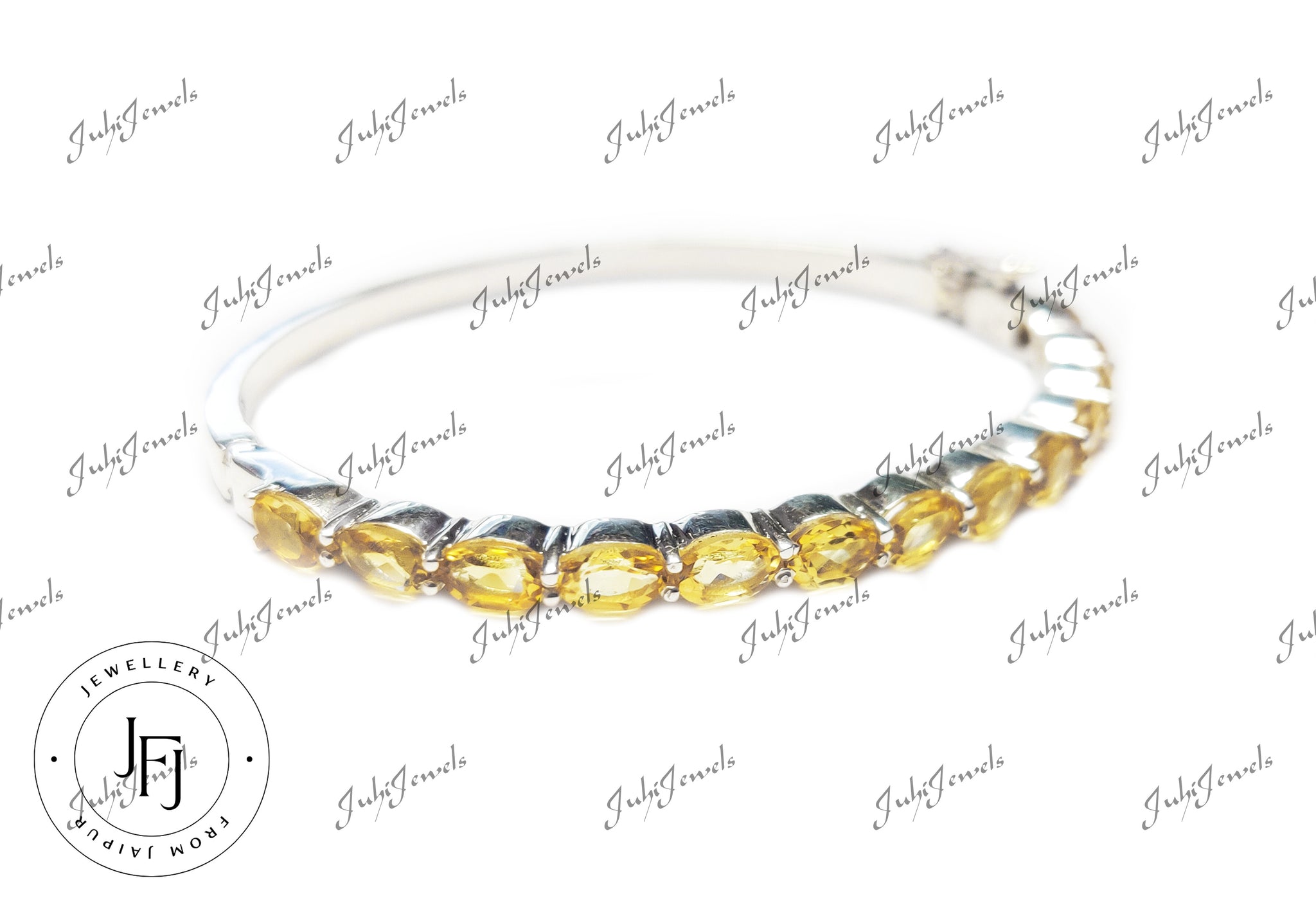 Citrine Bangle Sterling Silver Citrine Bangle Bracelet 7 Ct Citrine Link Bracelet 2.25 Inches Citrine Bracelet Birthstone Bracelet