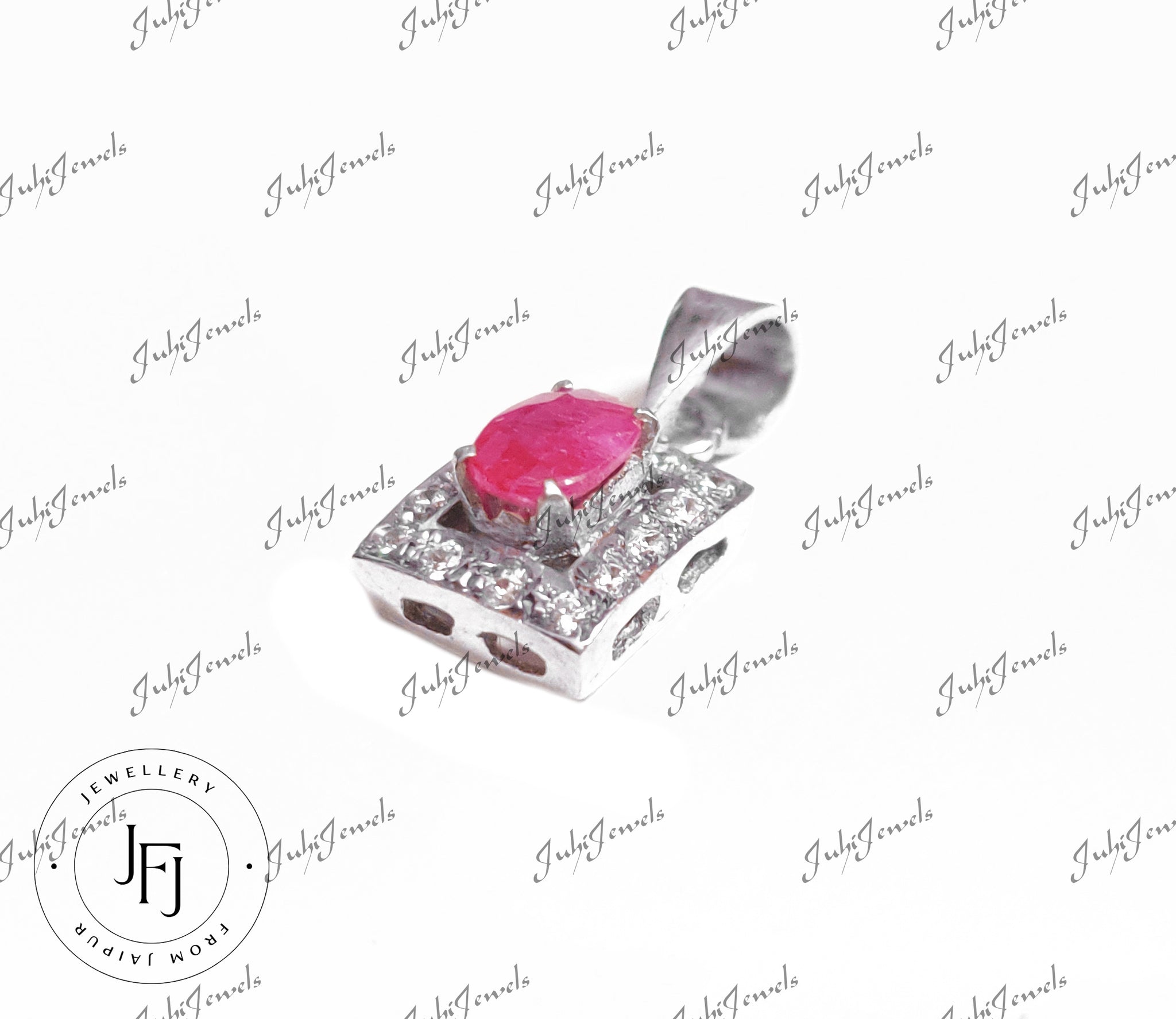 925 Sterling Silver Ruby Pendant 1 Ct Ruby High Quality Sterling Silver Glass Filled Ruby Pendant