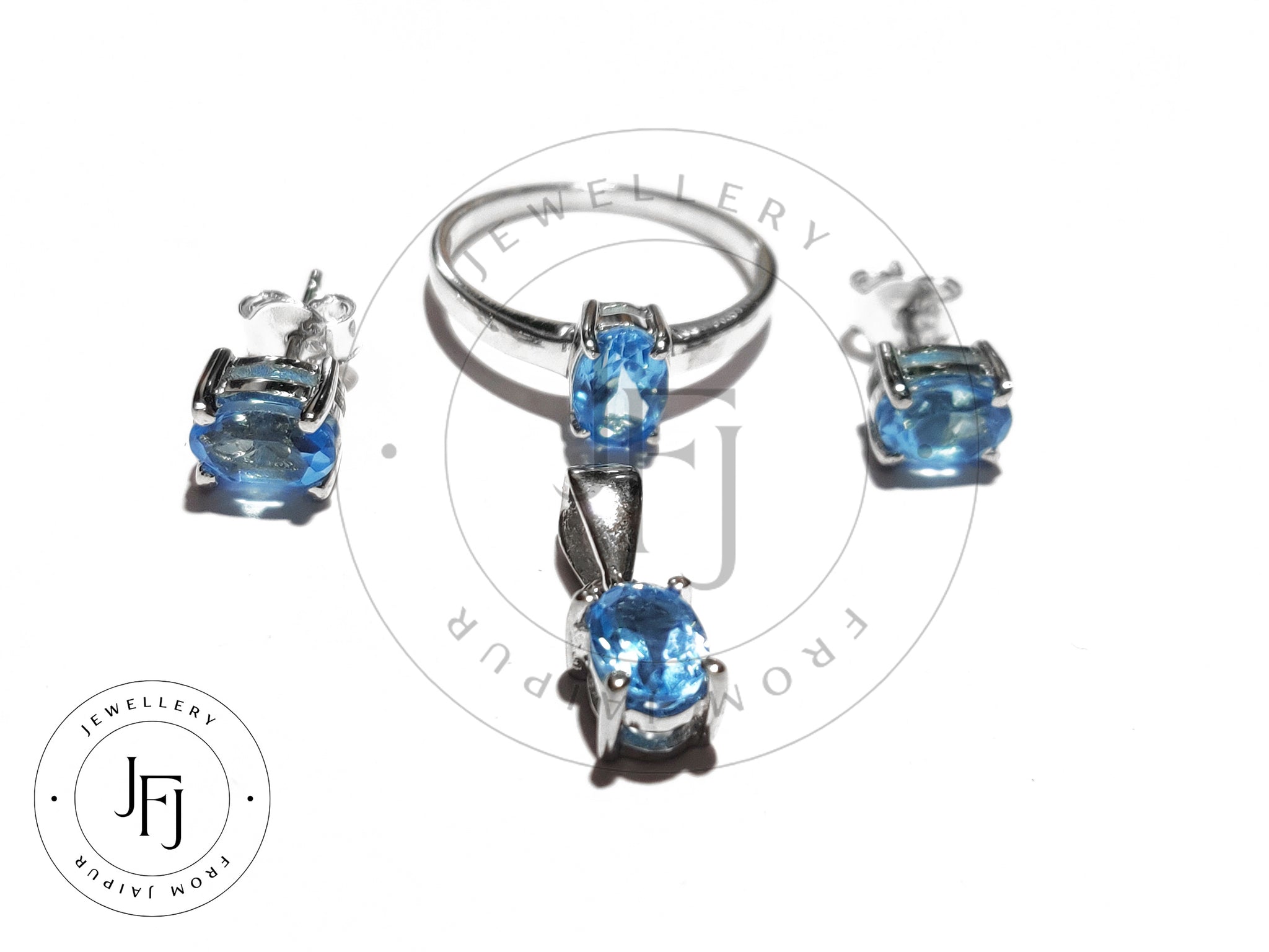 Natural Swiss Blue Topaz Jewelry Set 4.5 Ct High Quality Blue Topaz Jewelry Set Prom Jewelry Set Topaz Jewelry Set Anniversary Gift