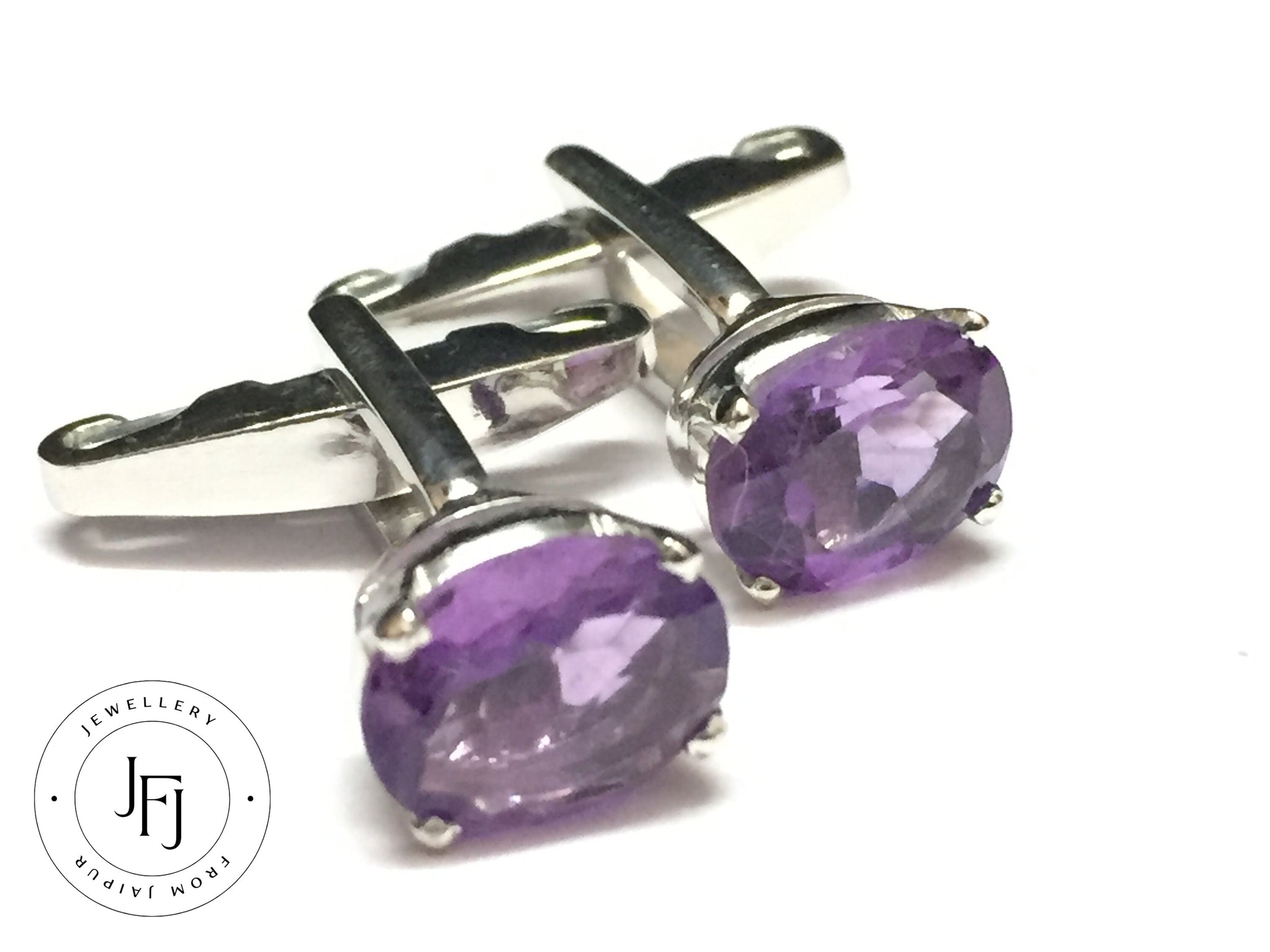 Sterling Silver Amethyst Cufflinks 8x10 mm Oval Amethyst Cufflink 925 Sterling Silver Purple Cufflink Best Man Cufflinks Handmade Cufflink