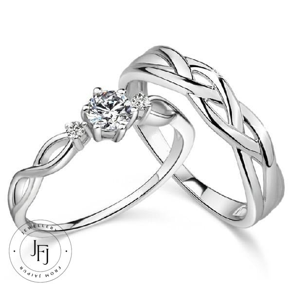 Silver Couple Ring Set Promise Ring Set Couple Bands His Hers Ring Enagagement Band Rings For Couple His and Hers Promise Ring For Couple