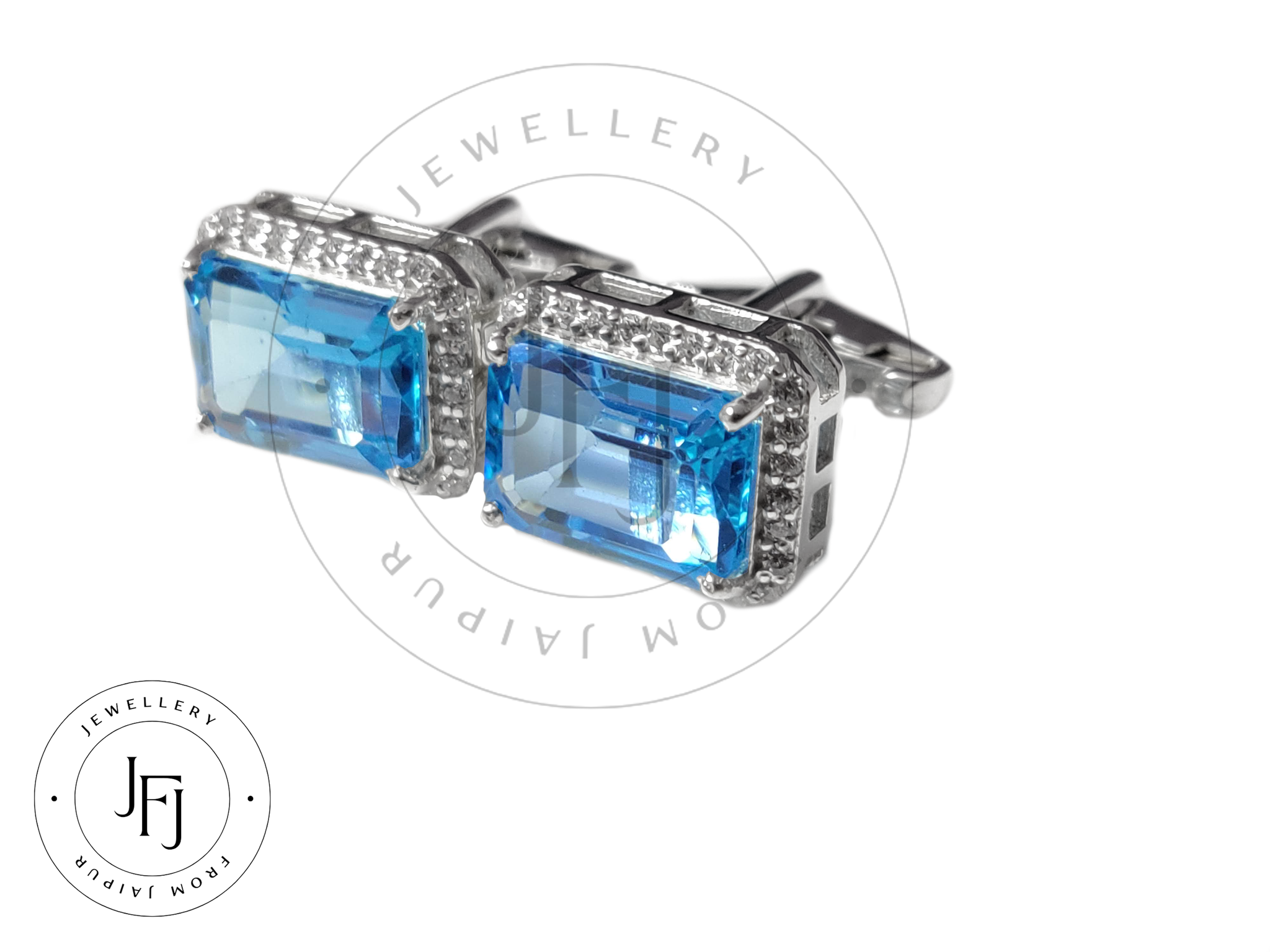 AAA Grade Swiss Blue Topaz Cufflinks High Quality Large Swiss Blue Topaz 18 Ct Swiss Blue Topaz Groomsmen Cufflink Wedding Cufflinks For Men
