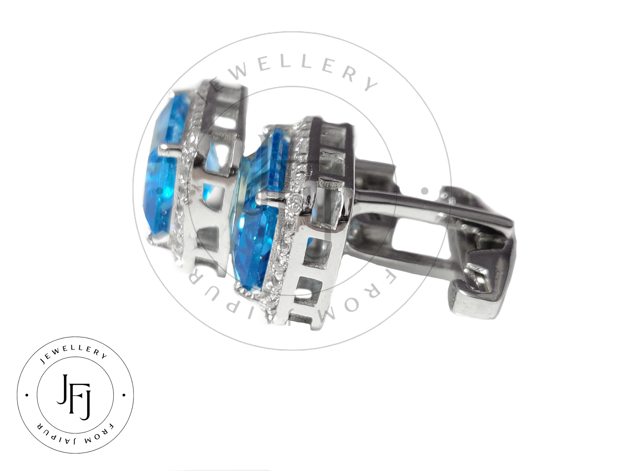 AAA Grade Swiss Blue Topaz Cufflinks High Quality Large Swiss Blue Topaz 18 Ct Swiss Blue Topaz Groomsmen Cufflink Wedding Cufflinks For Men