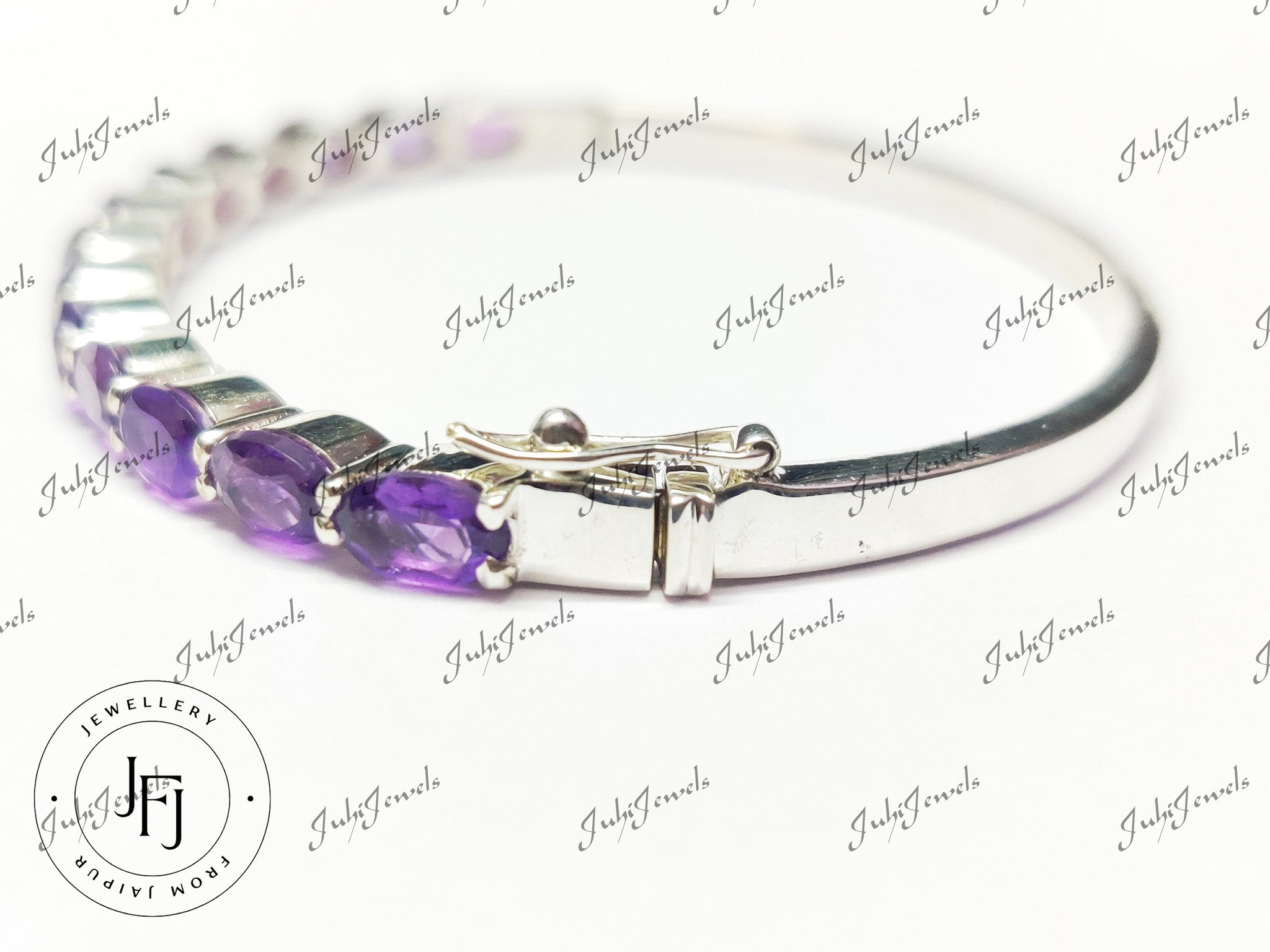 Amethyst Bangle Sterling Silver Amethyst Bangle Bracelet 7 Ct Amethyst Link Bracelet 2.25 Inches Amethyst Bracelet Birthstone Bracelet