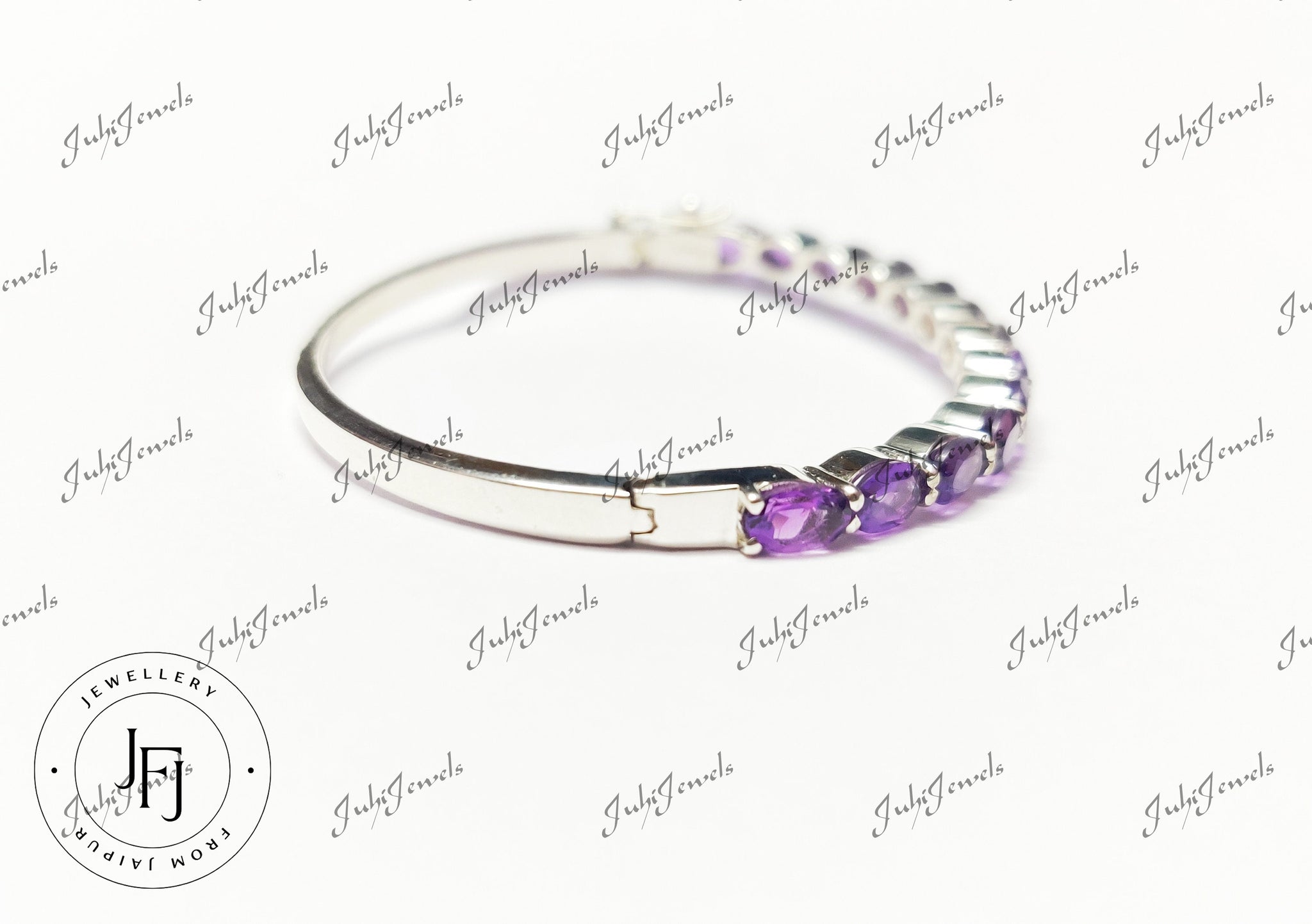 Amethyst Bangle Sterling Silver Amethyst Bangle Bracelet 7 Ct Amethyst Link Bracelet 2.25 Inches Amethyst Bracelet Birthstone Bracelet