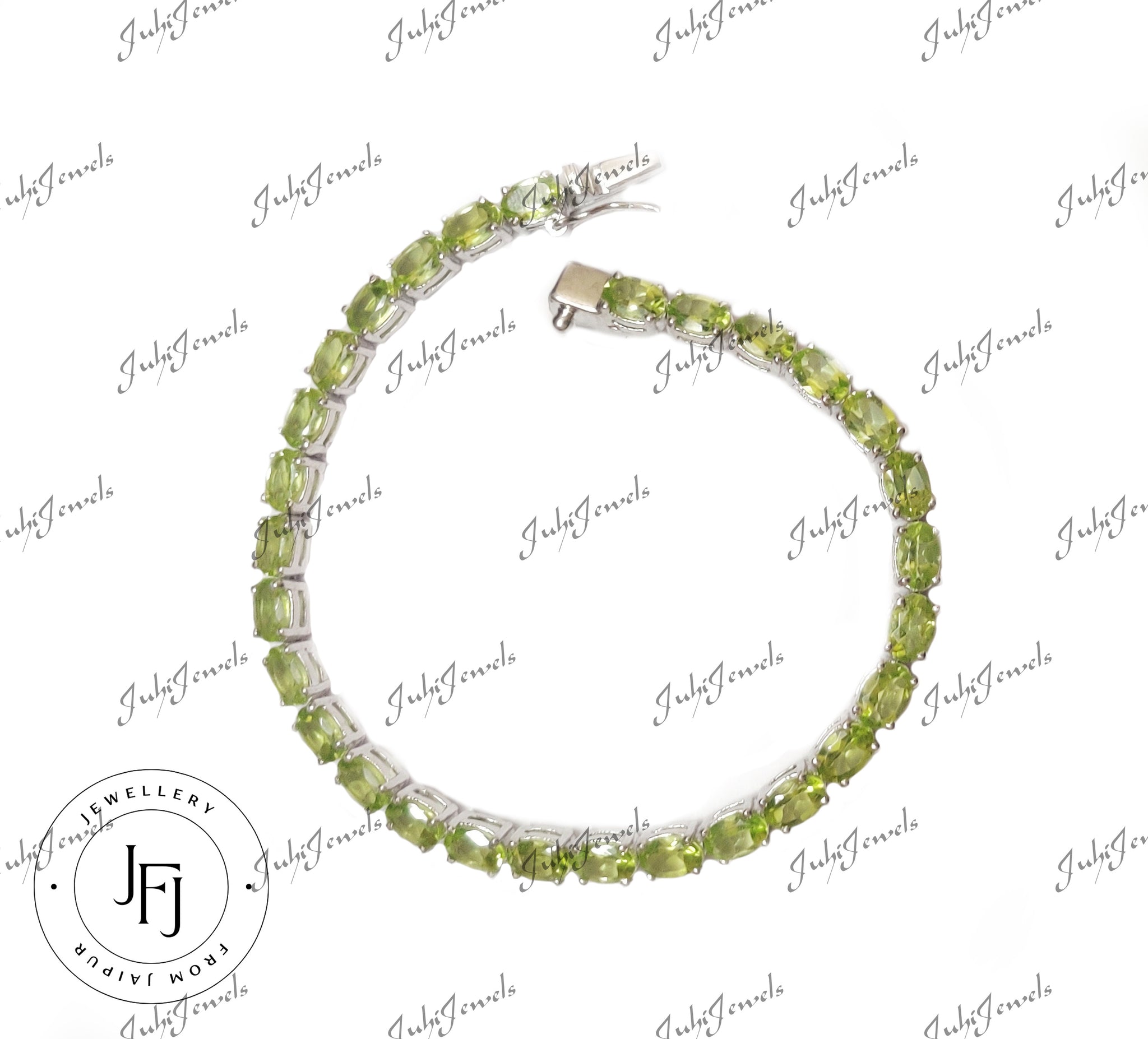 Beautiful Silver Peridot Bracelet Green Peridot Bracelet Men AAA Peridot Gemstone Bracelet 925 Sterling Silver Peridot Bracelet For Men