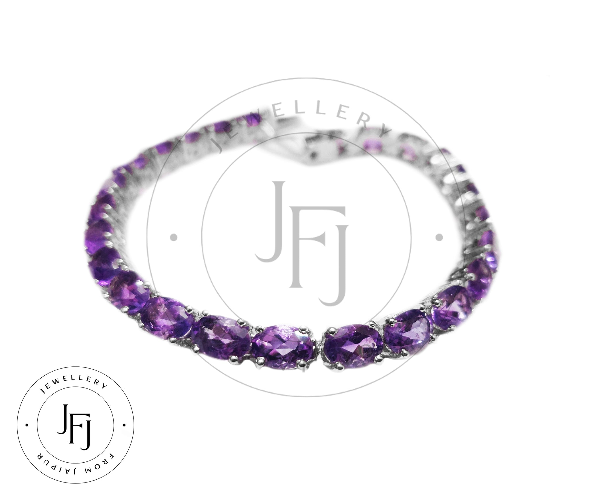 Natural Amethyst Bracelet 5x7 mm Oval 17 Ct African Amethyst Bracelet 925 Sterling Silver Amethyst Bracelet February Birthstone Bracelet