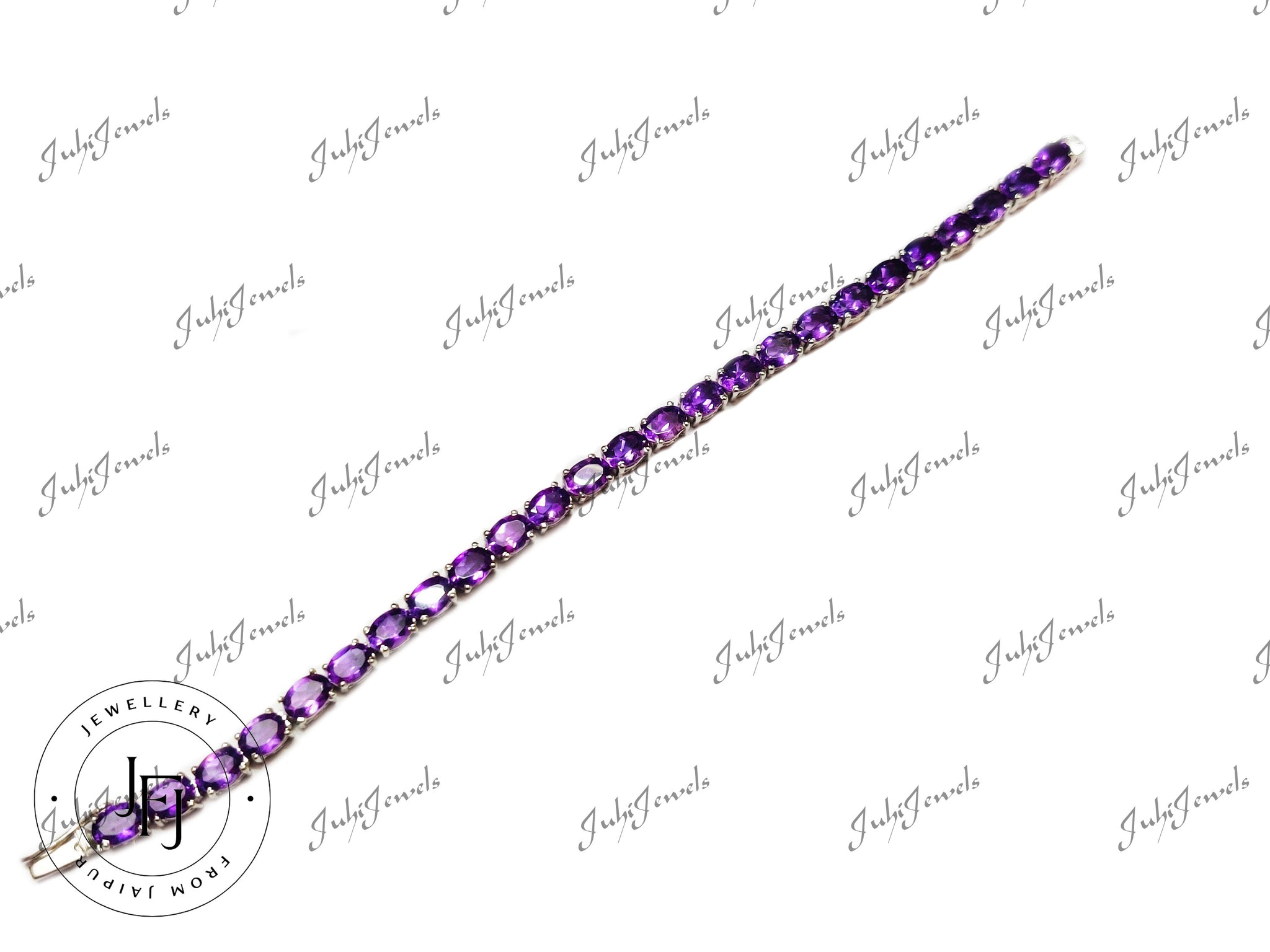 Natural Amethyst Bracelet 5x7 mm Oval 17 Ct African Amethyst Bracelet 925 Sterling Silver Amethyst Bracelet February Birthstone Bracelet
