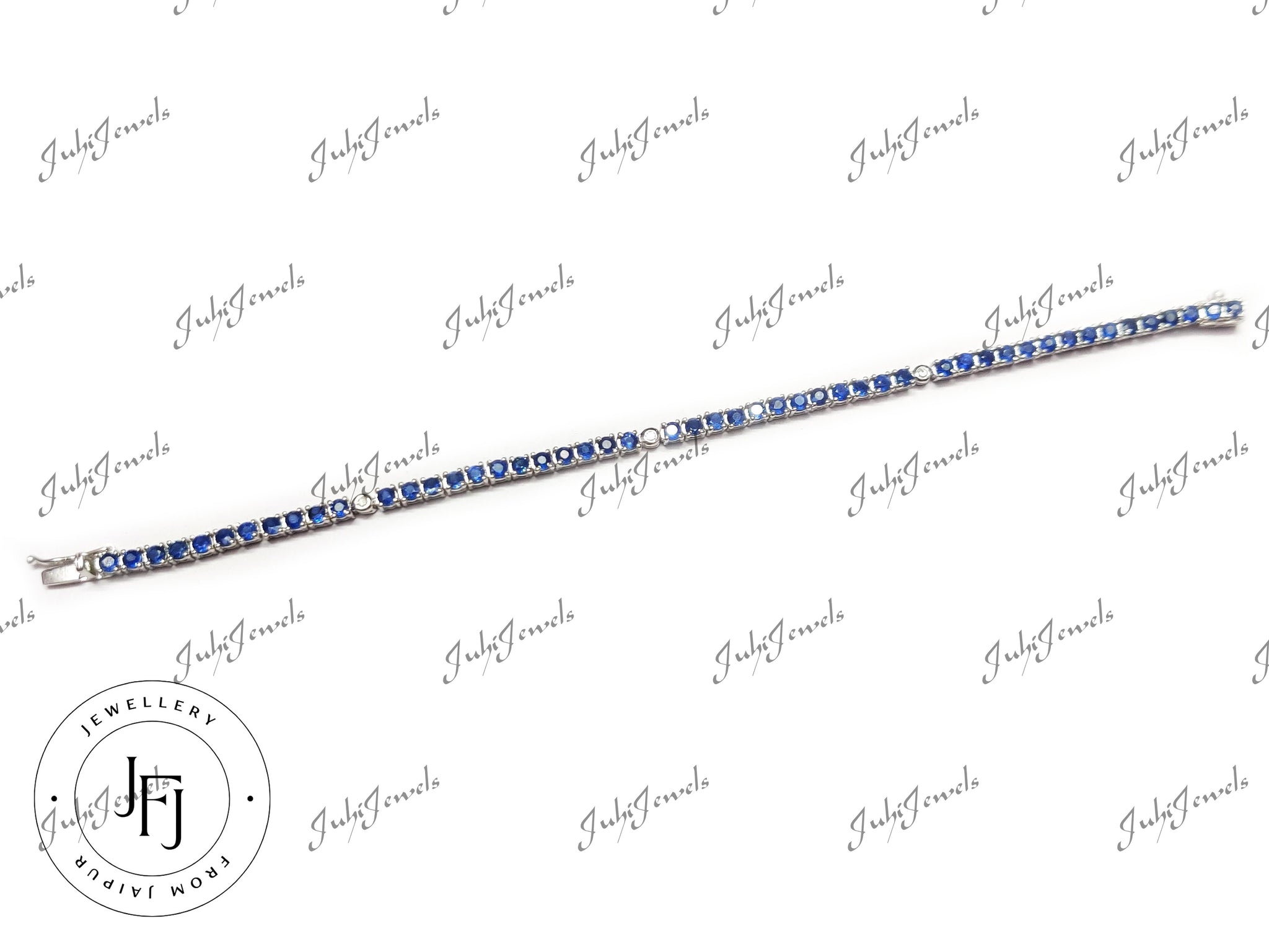 Blue Sapphire Tennis Bracelet Natural Sapphire Tennis Bracelet 3 mm Round Sapphire Bracelet September Birthstone Bracelet