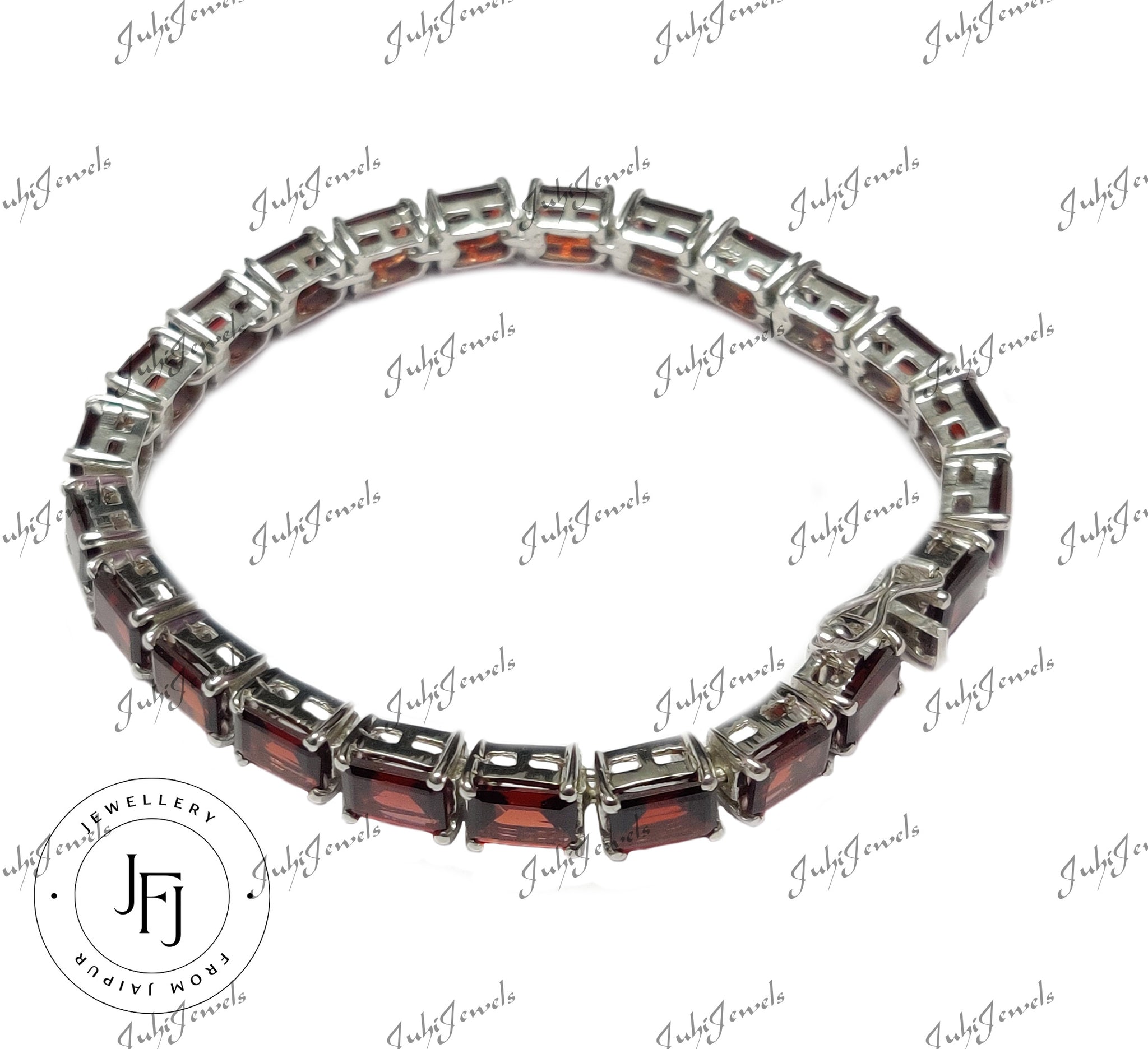 Silver Garnet Bracelet Sterling Silver Garnet Bracelet 5x7 mm Octagon Garnet Bracelet January Birthstone Bracelet Garnet Tennis Bracelet