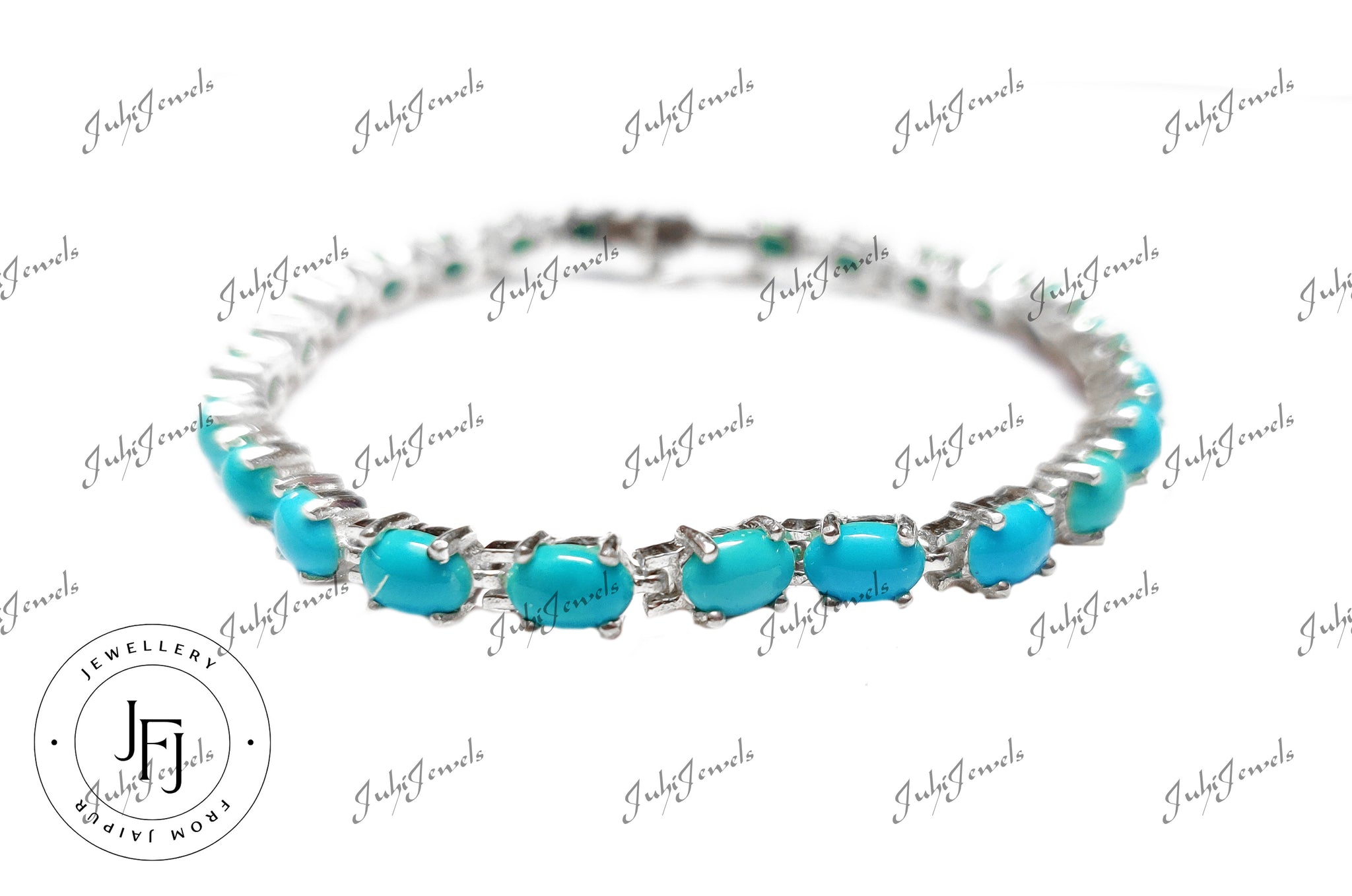 Silver Turquoise Bracelet Arizona Blue Turquoise Bracelet 4x6 mm Oval Blue Turquoise Bracelet Turquoise Tennis Bracelet December Birthstone