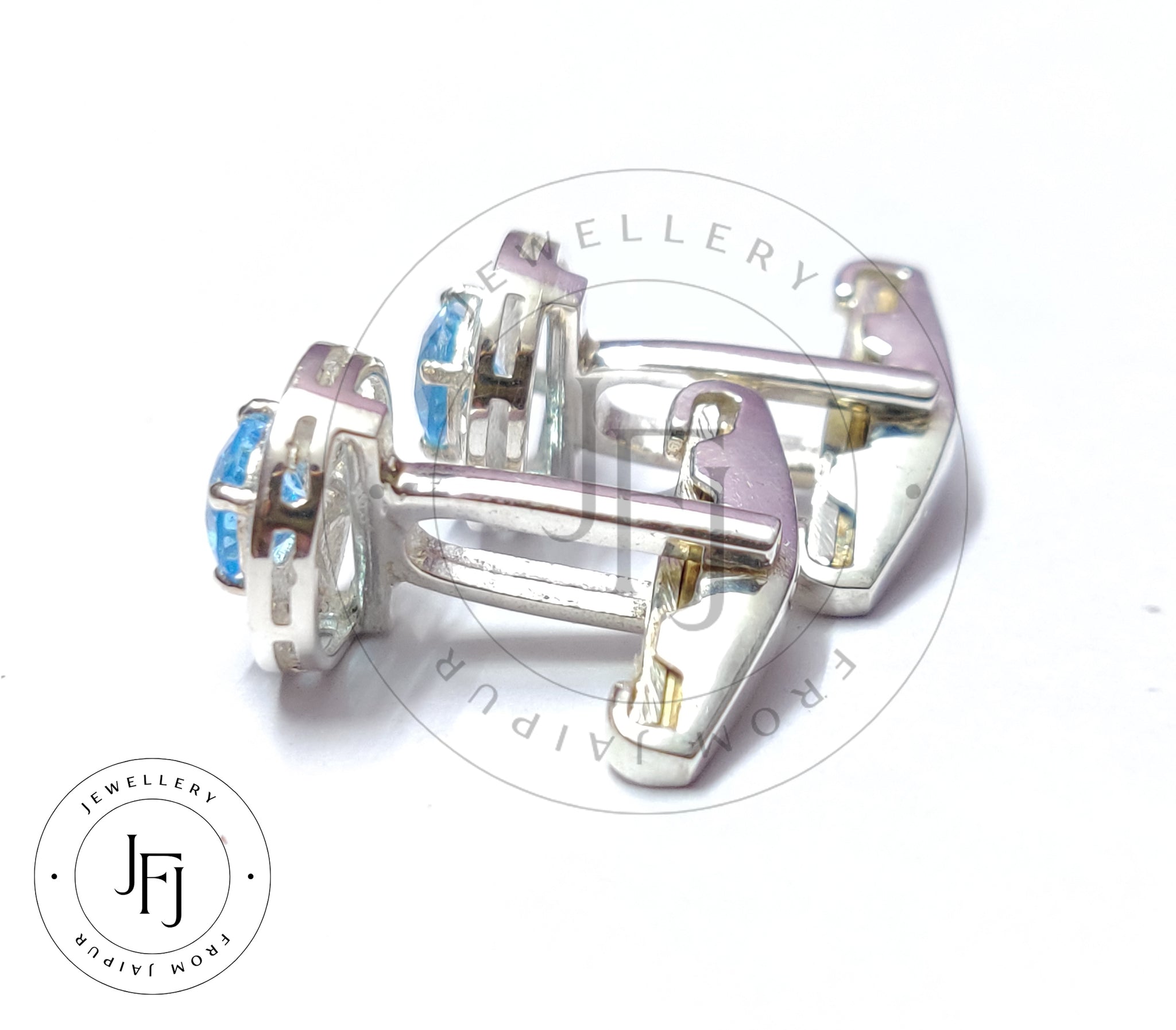 Blue Topaz Cufflink 6 mm Round Silver Cufflink Beautiful Silver Cufflink High Quality Blue Topaz Wedding Cufflink Engagement Cufflink Men