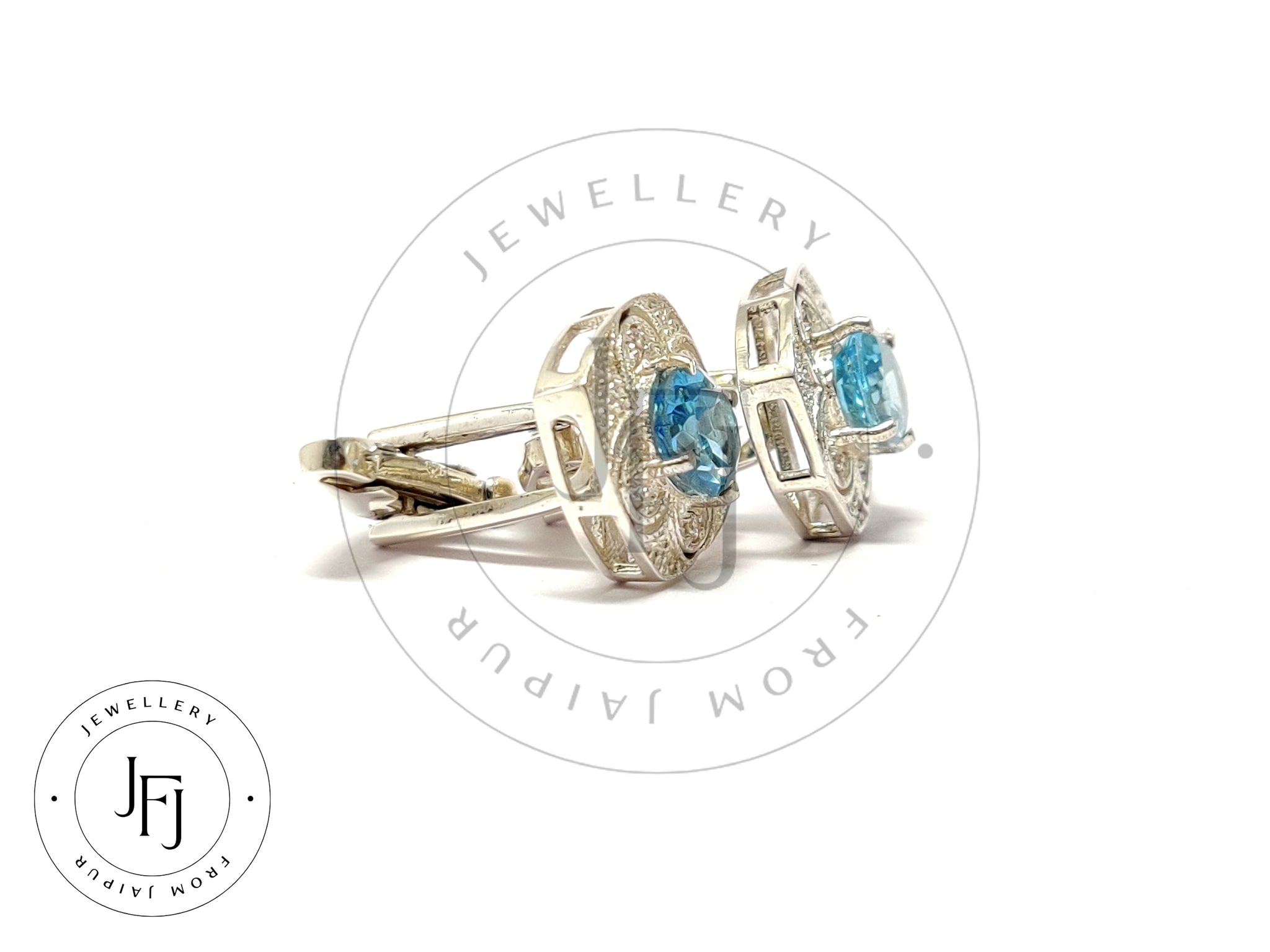 Handmade Swiss Blue Topaz Cuffinks 7x9 mm Oval Blue Topaz Men Cufflinks Natural Blue Topaz Engagement Cufflinks Fathers Day Gift