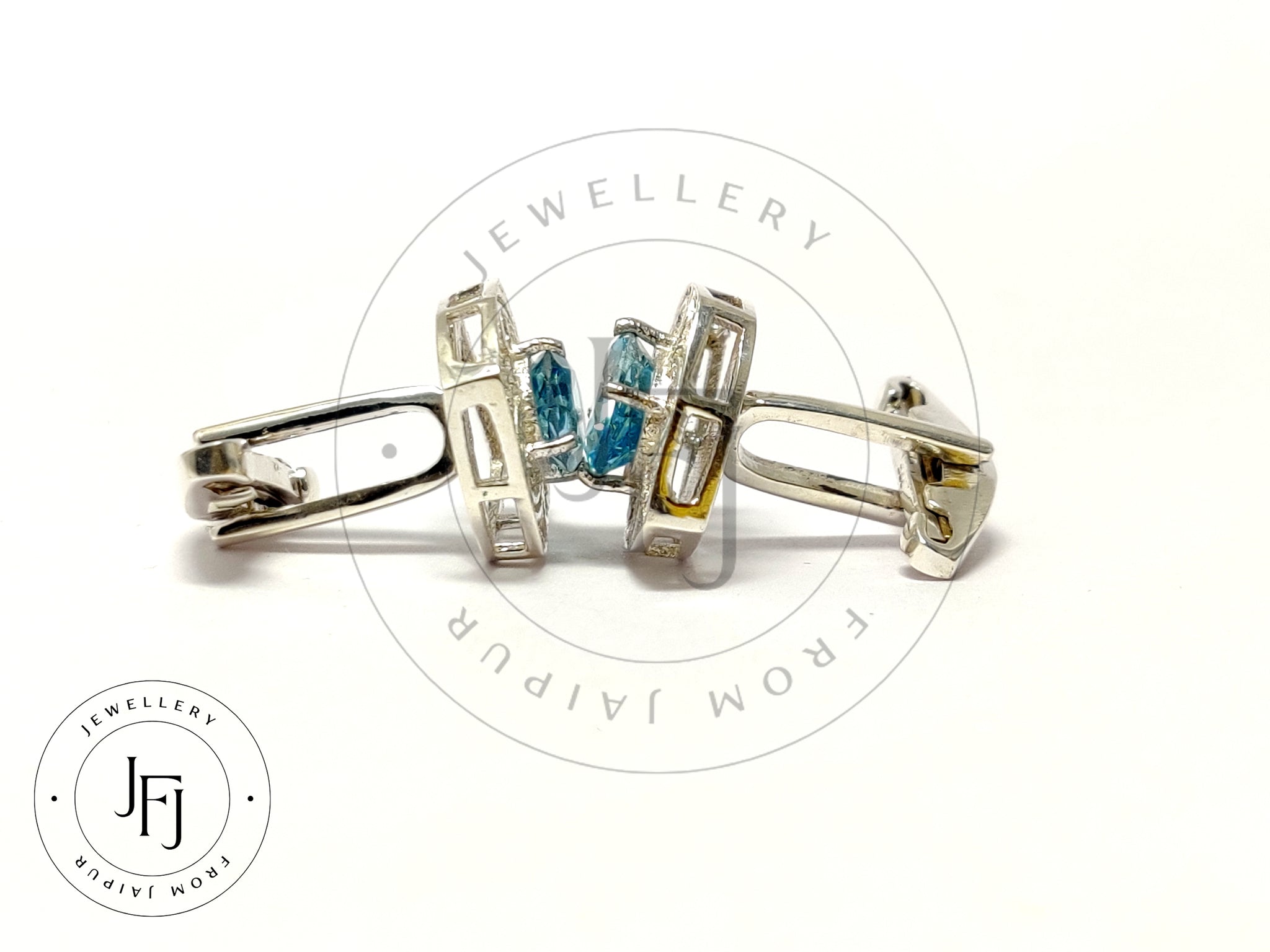 Handmade Swiss Blue Topaz Cuffinks 7x9 mm Oval Blue Topaz Men Cufflinks Natural Blue Topaz Engagement Cufflinks Fathers Day Gift