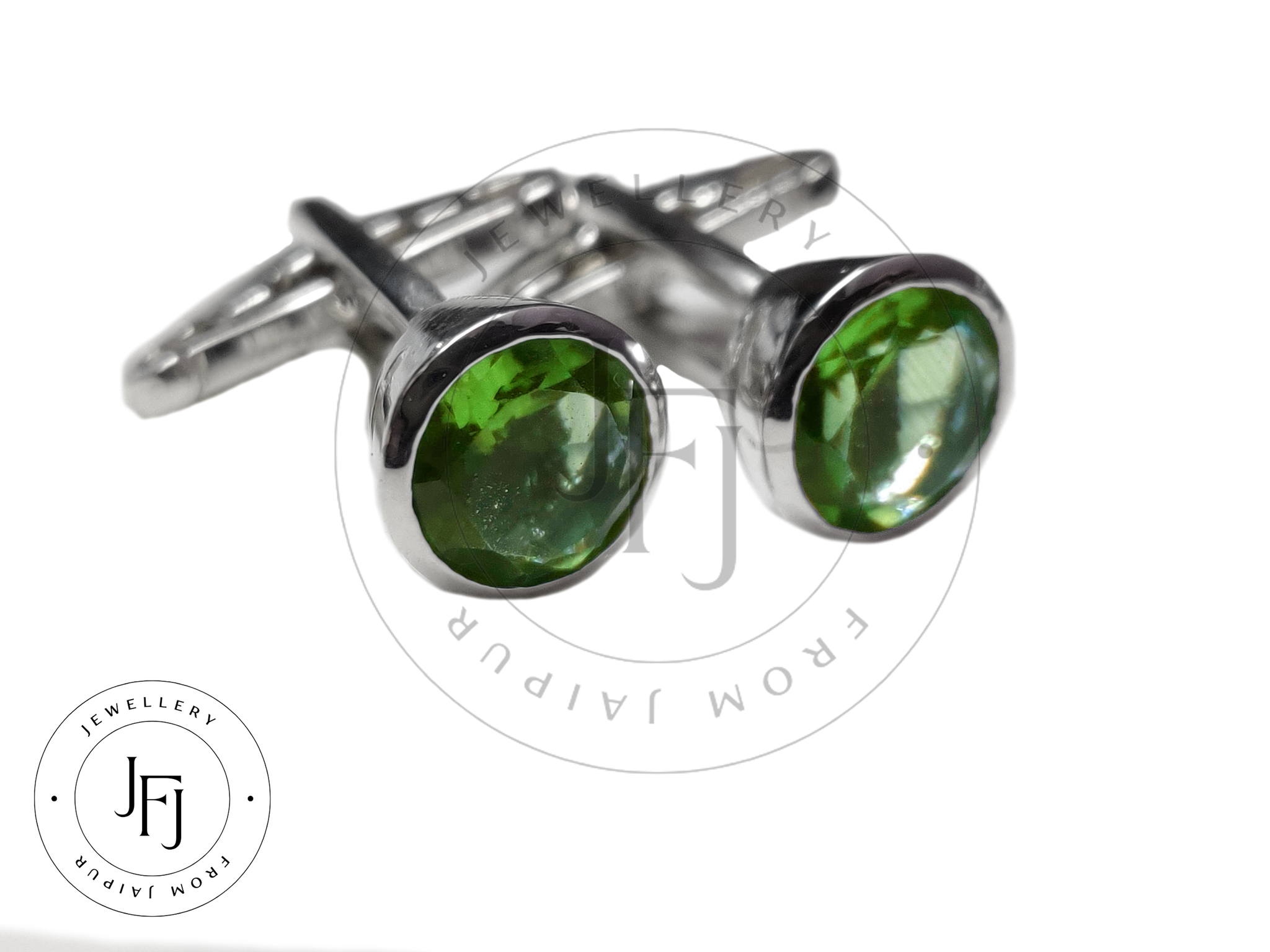 Peridot Cufflinks Solid Sterling Silver Cufflinks 8 mm Round Peridot  Cufflinks 5 Ct Peridot Cufflinks August Birthstone Cufflinks