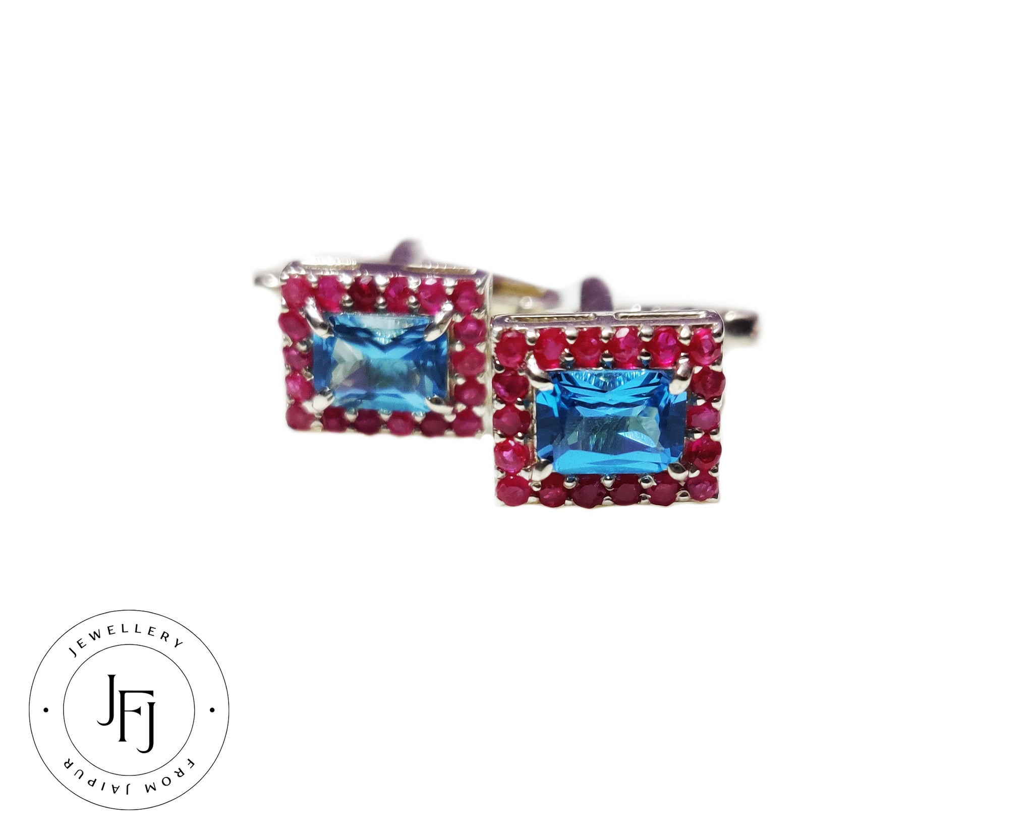Ruby Blue Topaz Cufflinks Natural Blue Topaz Cufflinks With Pink Ruby 925 Silver Blue Topaz Cufflinks Grooms Cufflinks lue Tuxedo Cufflinks