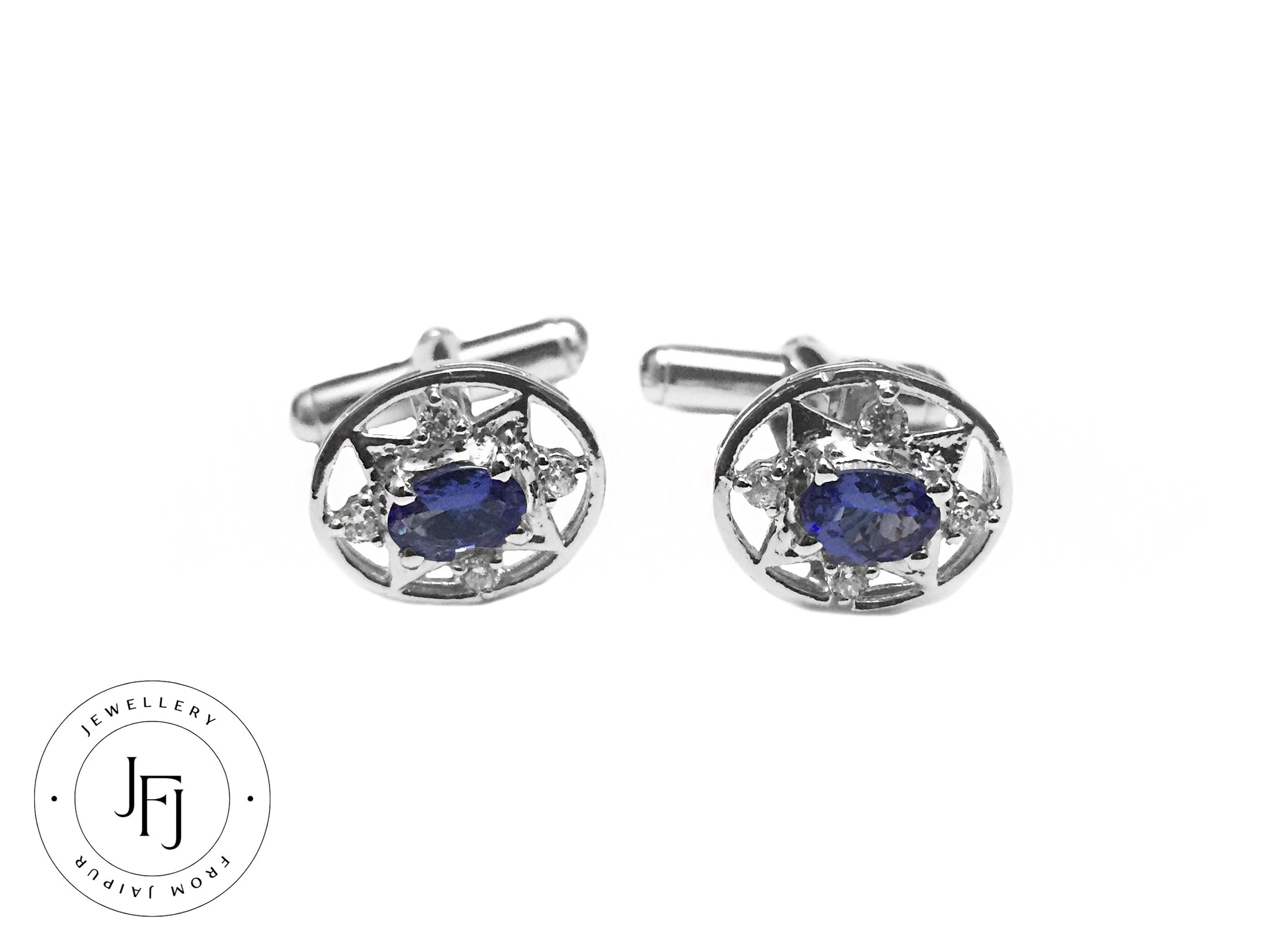 Silver Tanzanite Mens Cufflinks, Wedding Cufflinks, Groomsmen Cufflinks, Best Man Cufflinks, Handmade Cufflinks, Royal Cufflinks, Wedding