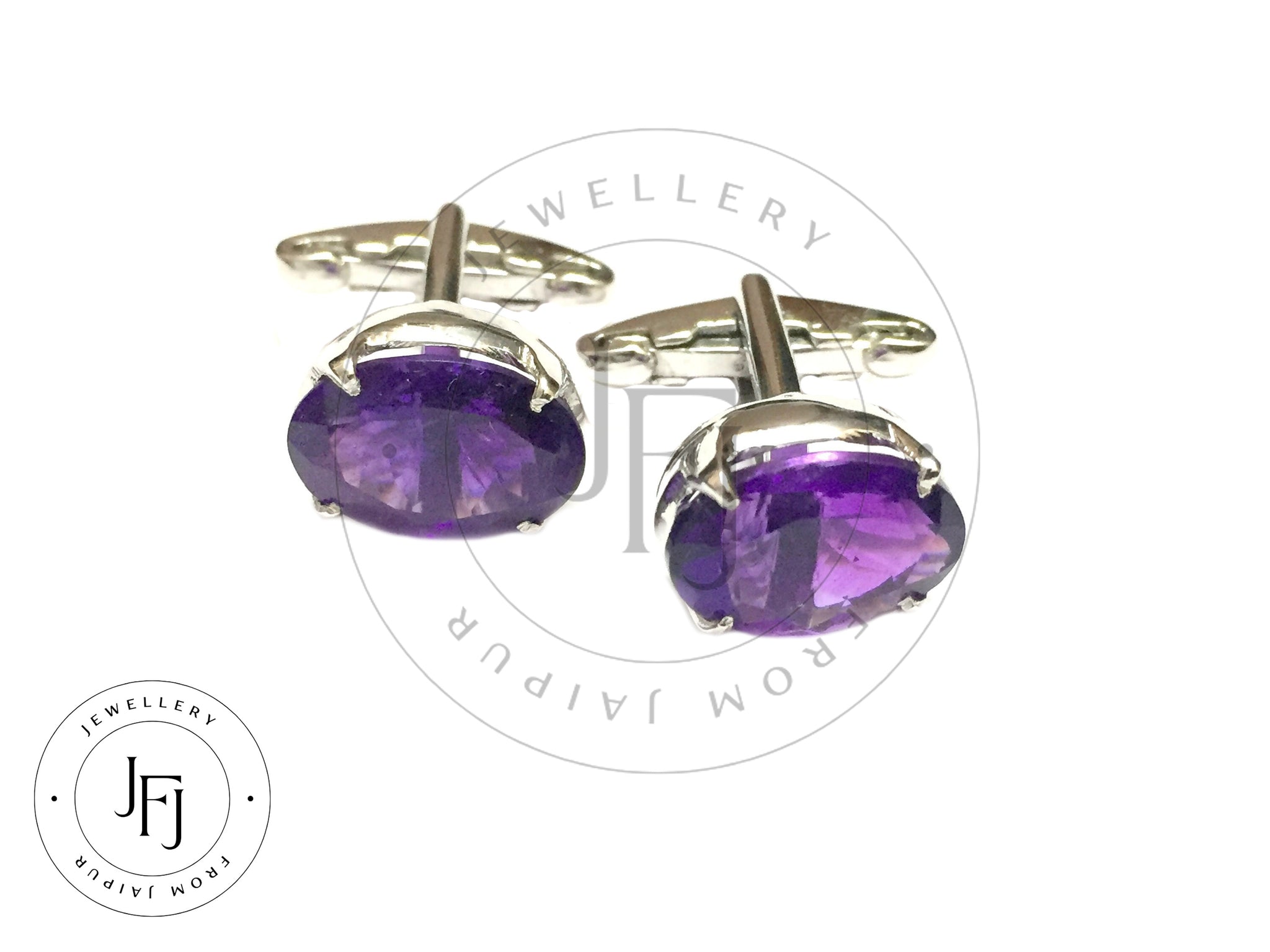 Silver Amethyst Cufflinks 10x14 mm Oval Amethyst Cufflink Fathers Day Gift Large Cufflink Gemstone Cufflink February Birthstone