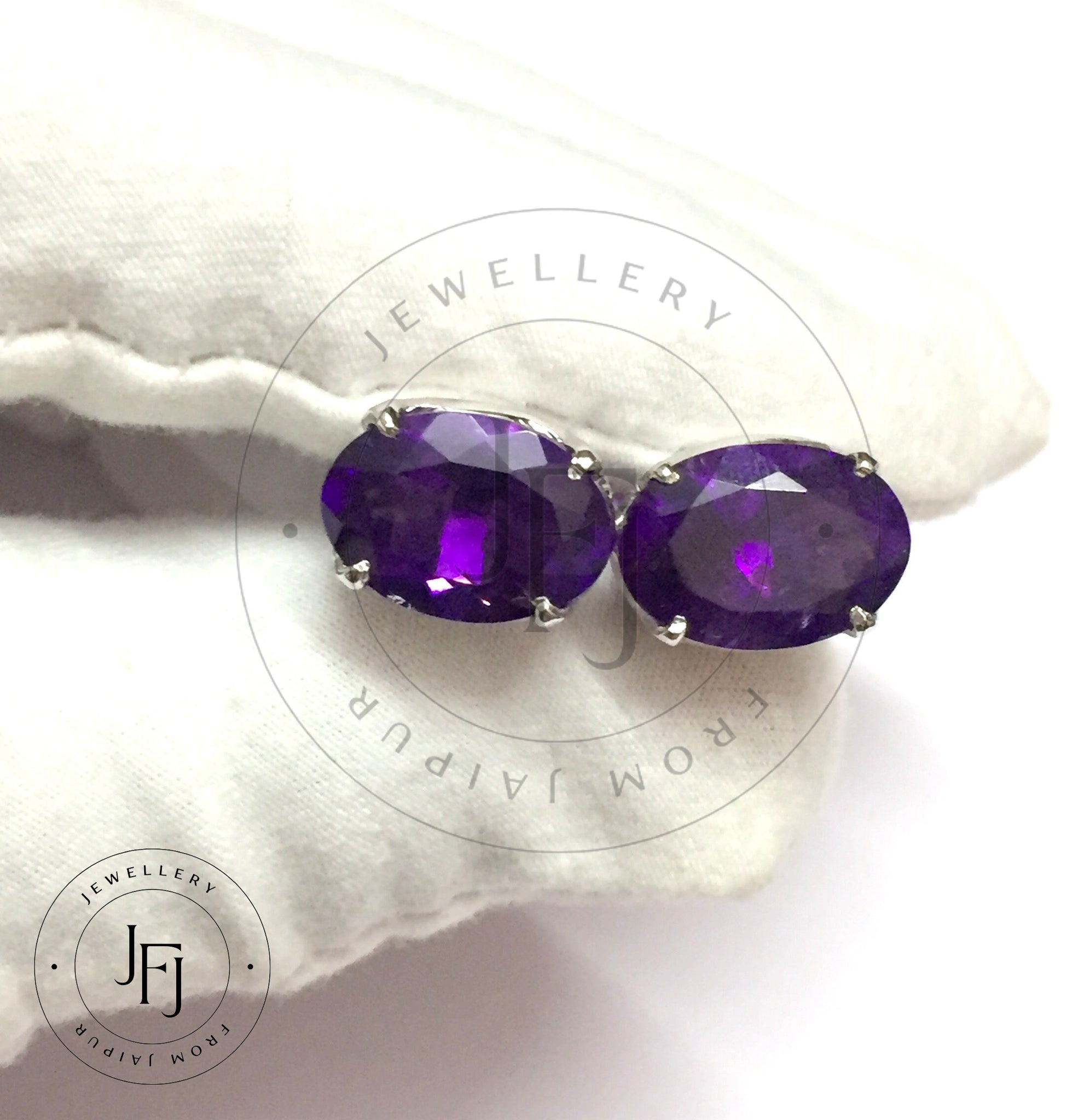 Silver Amethyst Cufflinks 10x14 mm Oval Amethyst Cufflink Fathers Day Gift Large Cufflink Gemstone Cufflink February Birthstone
