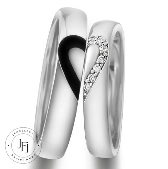925 Silver Heart Valentine Ring Couple Promise Ring Couple Heart Rings 925 Silver Heart Matching Rings