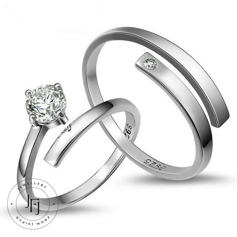Silver Twist Couple Ring Matching Engagement Ring Commitment Rings Valentine Rings