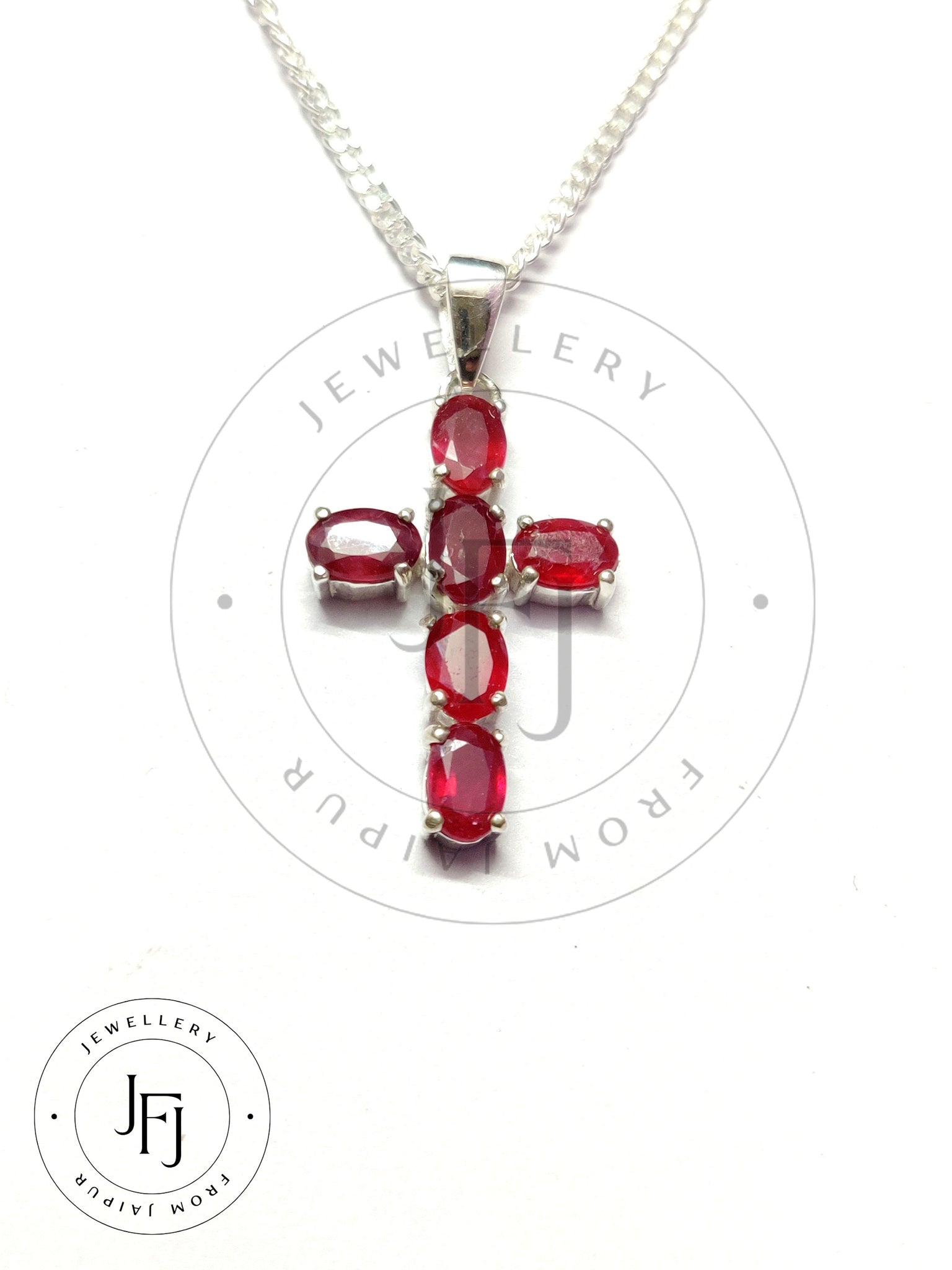 Ruby Cross Pendant Natural Ruby Cross Necklace Pendant 4x6 mm Oval Ruby Pendant Sterling Silver Ruby Cross Pendant Christmas Gift Catholic