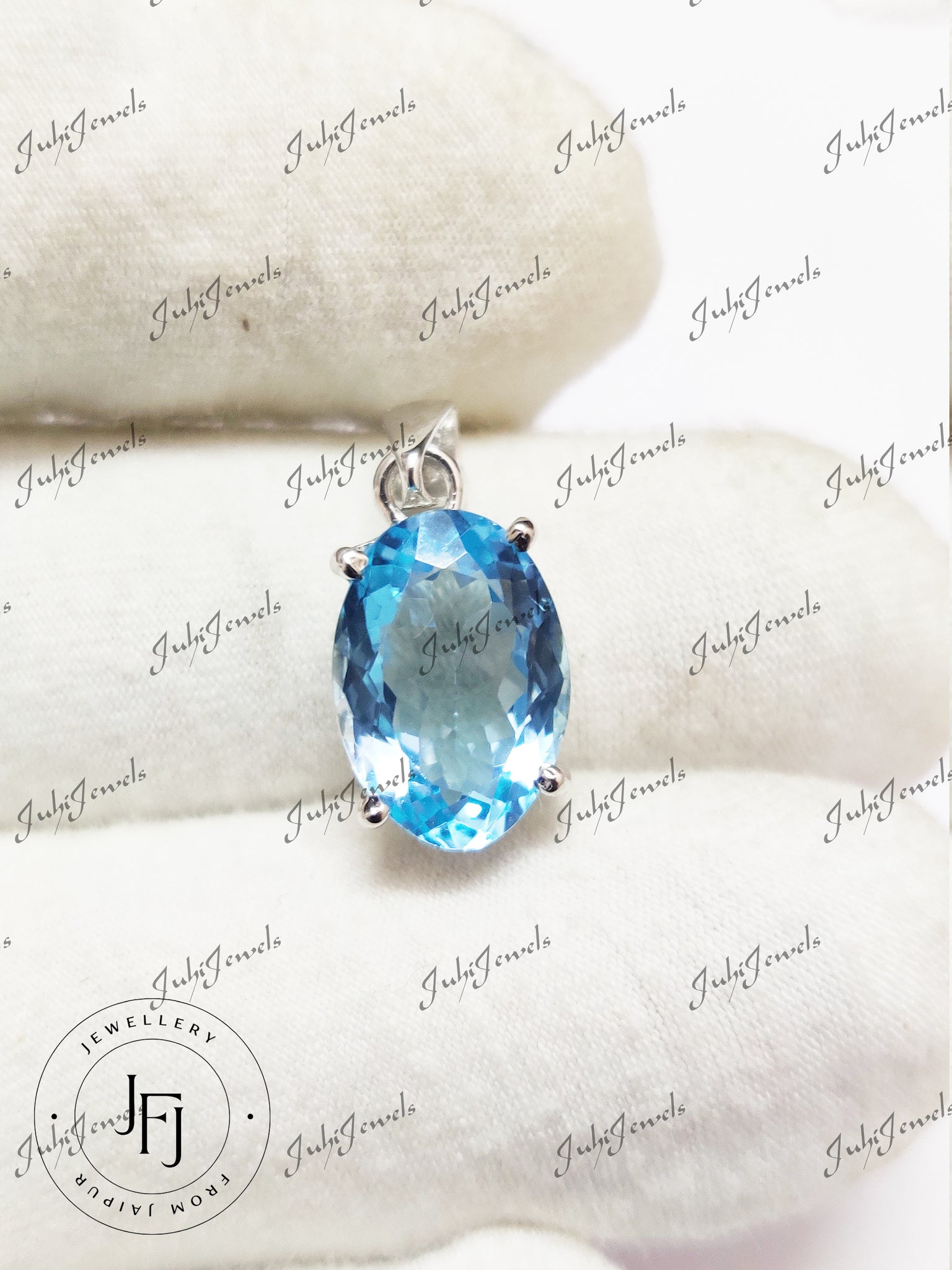 Natural Blue Topaz Pendant For Her Sterling Silver Blue Topaz Pendant November Birthstone Anniversary Gift
