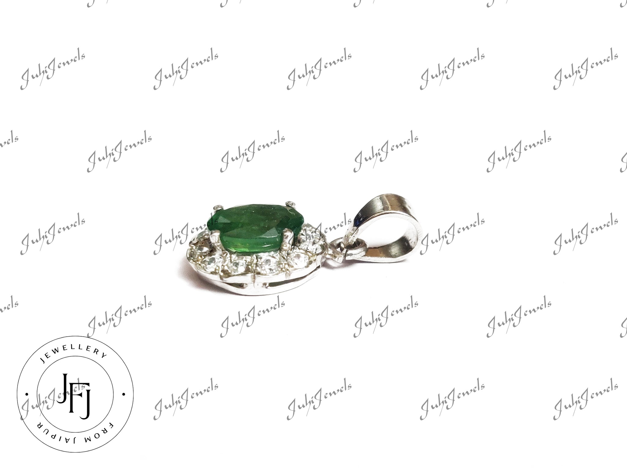 Genuine Emerald Pendant Natural Emerald Solitaire Pendant 2Ct High Quality Emerald 925 Sterling Silver Emerald Pendant