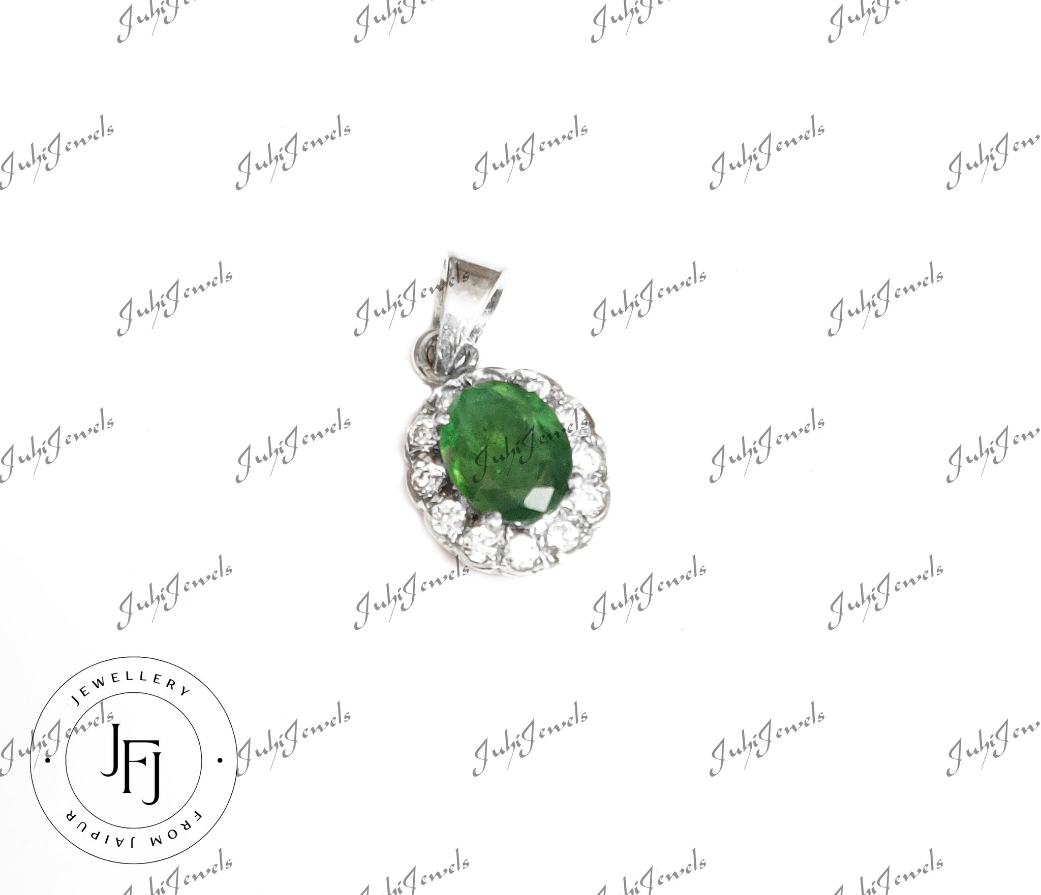 Genuine Emerald Pendant Natural Emerald Solitaire Pendant 2Ct High Quality Emerald 925 Sterling Silver Emerald Pendant