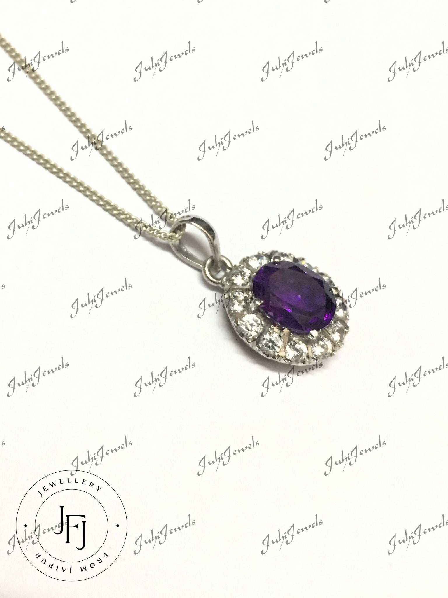 Silver Amethyst Necklace Amethyst Pendant 2.8 CT Amethyst Pendant Tiny Amethyst Pendant Dainty Amethyst Necklace February Birthstone Pendant