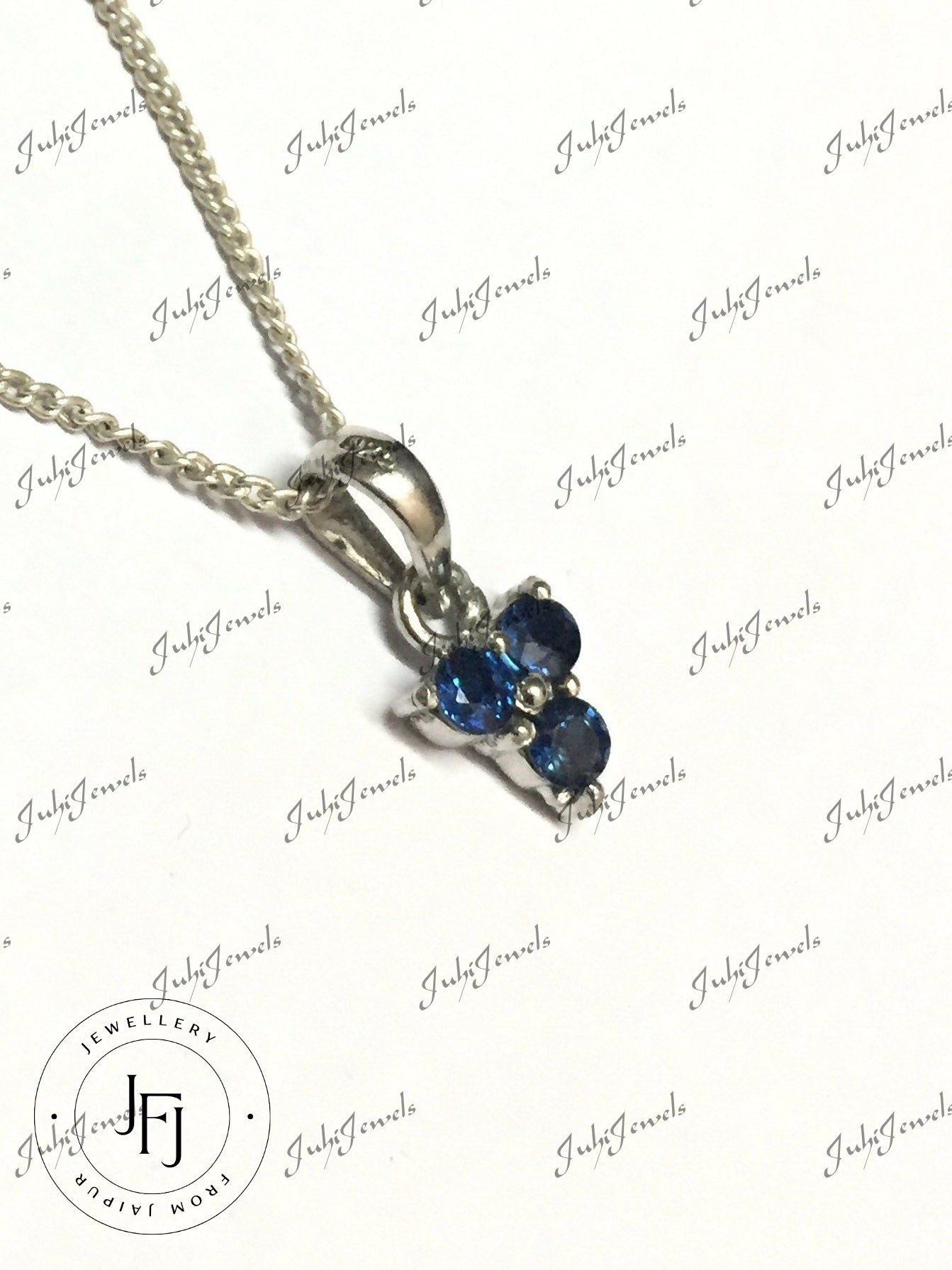 Silver Blue Sapphire Necklace 0.5 Ct Blue Sapphire Pendant 925 Sterling Silver Genuine Sapphire Necklace Feminine Necklace Dainty Necklace