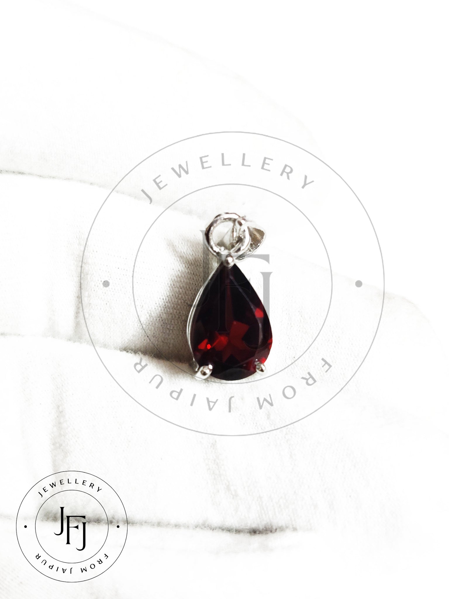 Sterling Silver Garnet Pendant Blood Red Garnet Teardrop 925 Sterling Silver Red Garnet Pendant