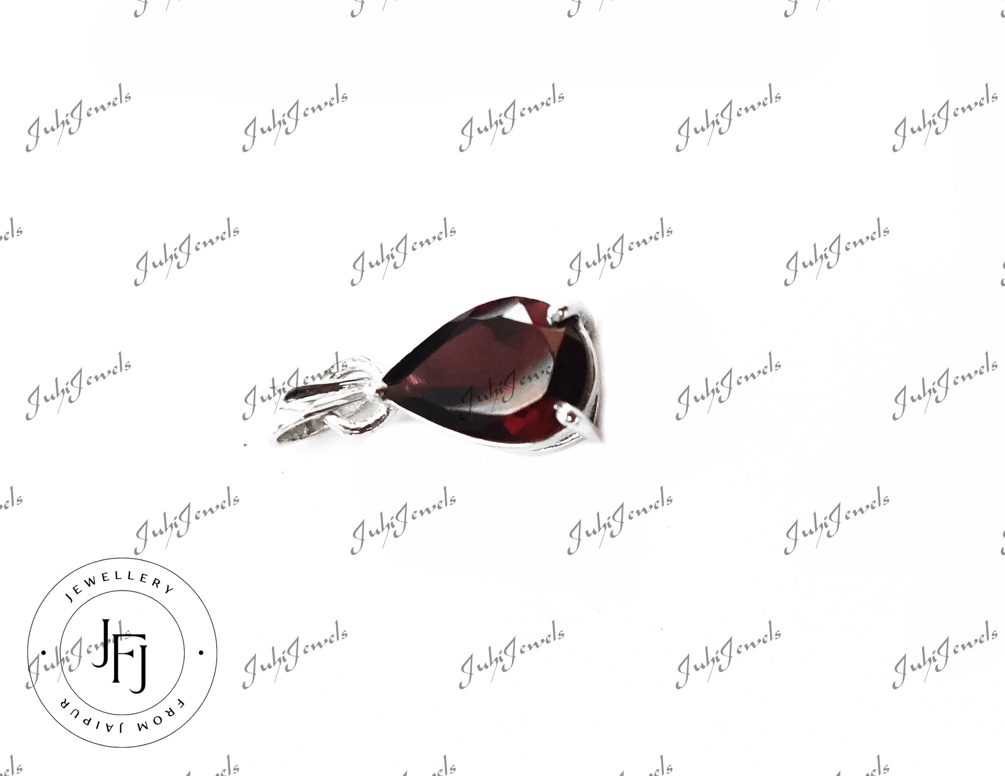 Sterling Silver Garnet Pendant Blood Red Garnet Teardrop 925 Sterling Silver Red Garnet Pendant