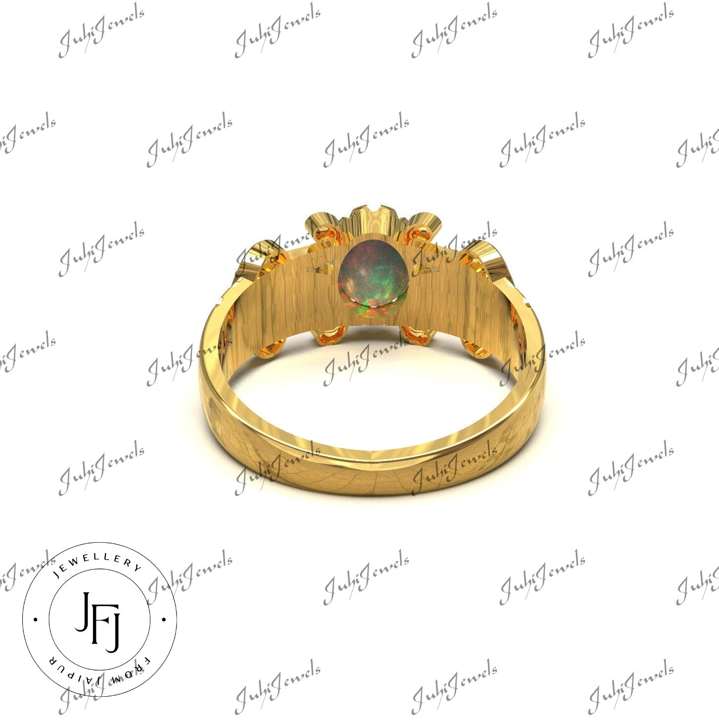 14K Gold Opal Engagement Ring 1 Ct Ethiopian Opal Engagement Ring Gold Opal Wedding Ring Art Deco Opal Ring 14K Gold Opal Bridal Ring