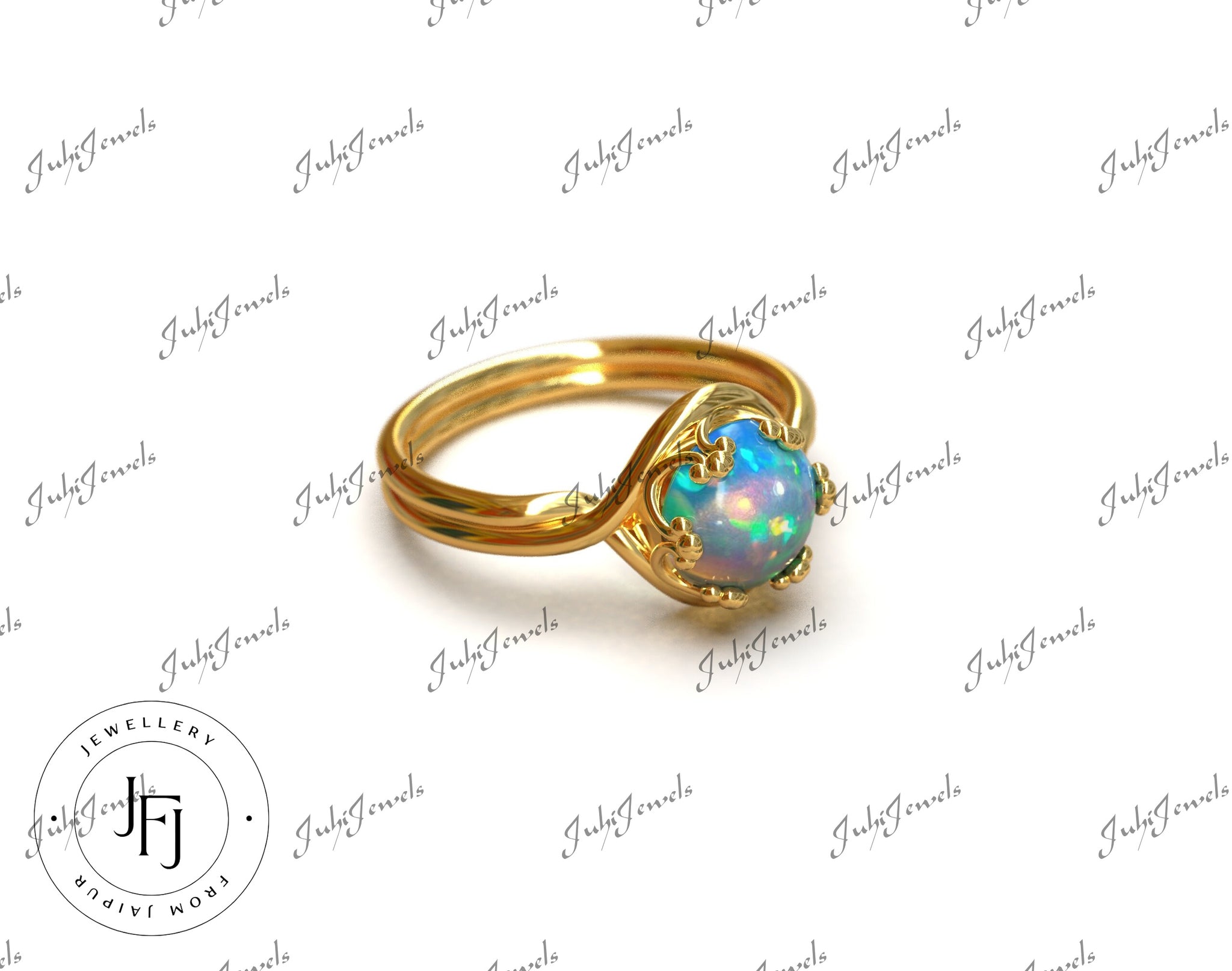 14K Gold Opal Engagement Ring Gold Opal Ring 1 Ct High Quality Ethiopian Opal Wedding Ring 14K Yellow Gold Wedding Ring