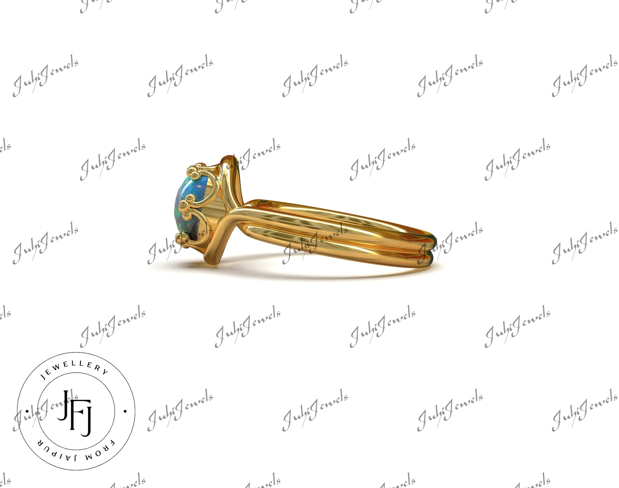 14K Gold Opal Engagement Ring Gold Opal Ring 1 Ct High Quality Ethiopian Opal Wedding Ring 14K Yellow Gold Wedding Ring