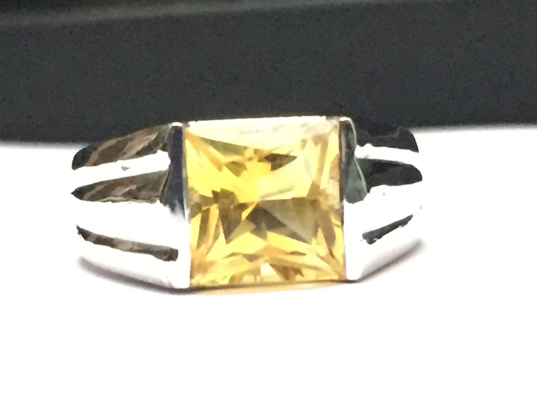 Sterling Silver Citrine Ring 7 mm Square Citrine Ring 925 Sterling Silver Natural Citrine Ring November Ring Citrine Ring Men Women Citrine