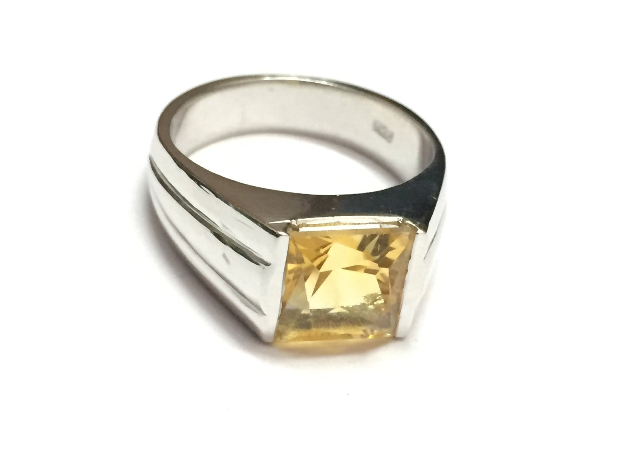 Sterling Silver Citrine Ring 7 mm Square Citrine Ring 925 Sterling Silver Natural Citrine Ring November Ring Citrine Ring Men Women Citrine